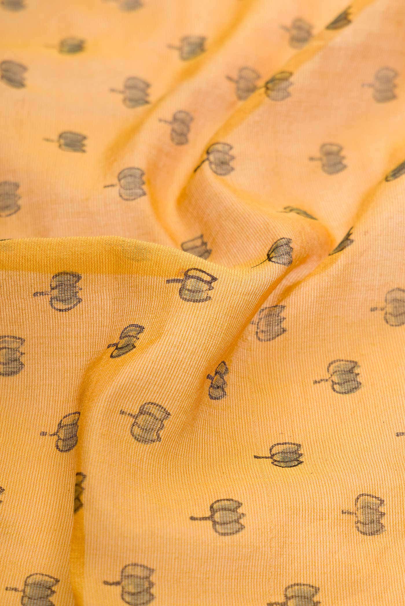 Mustard Chanderi Silk Saree
