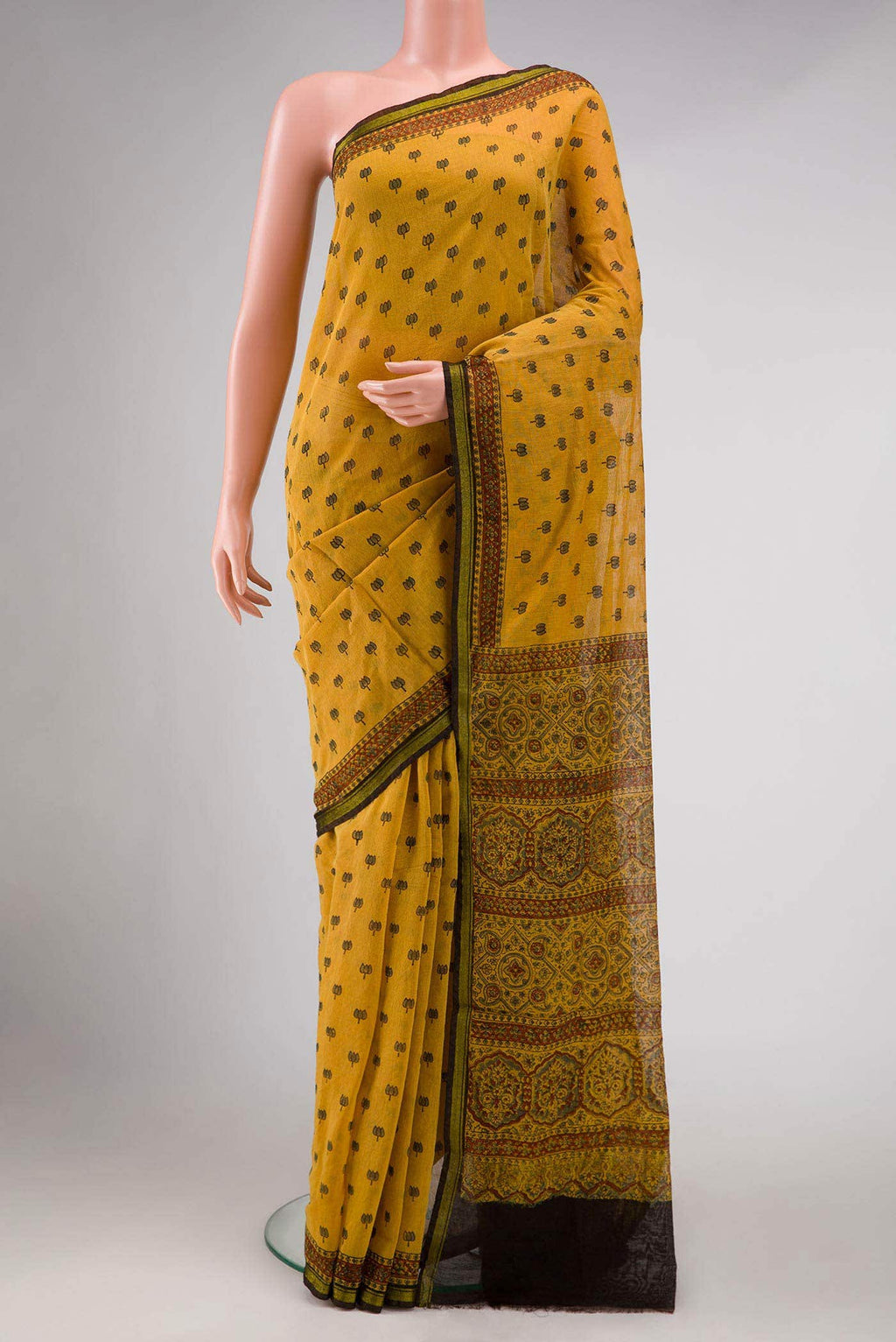Mustard Chanderi Silk Saree