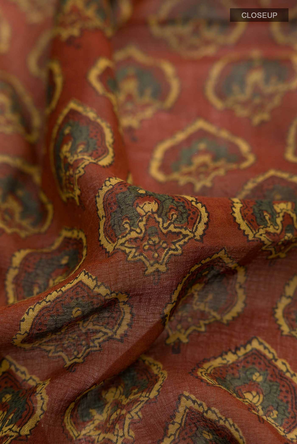 Rust Chanderi Silk Cotton Saree