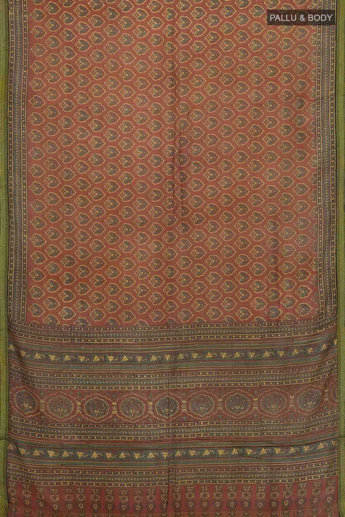 Rust Chanderi Silk Cotton Saree