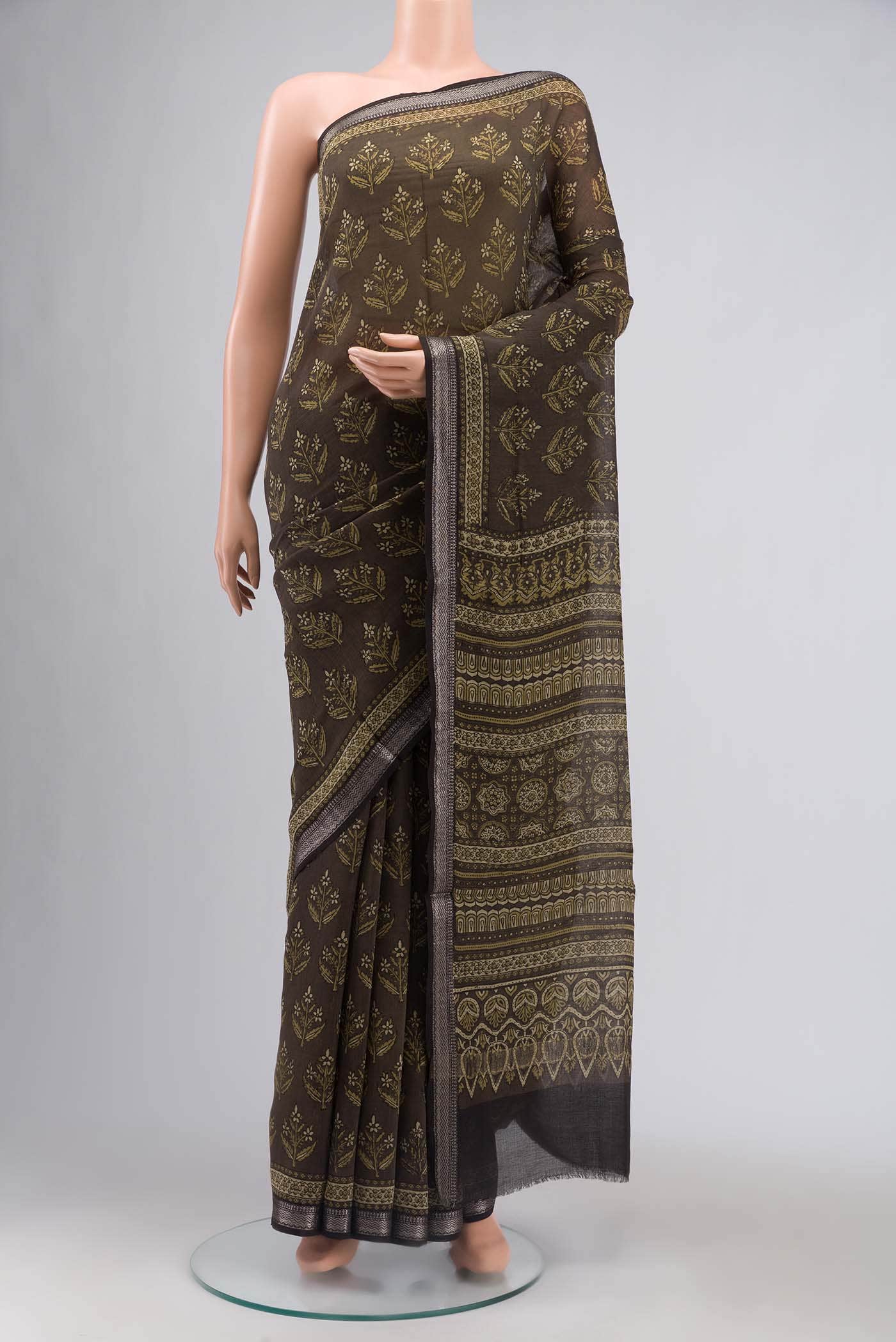 Green Chanderi Silk Cotton Saree