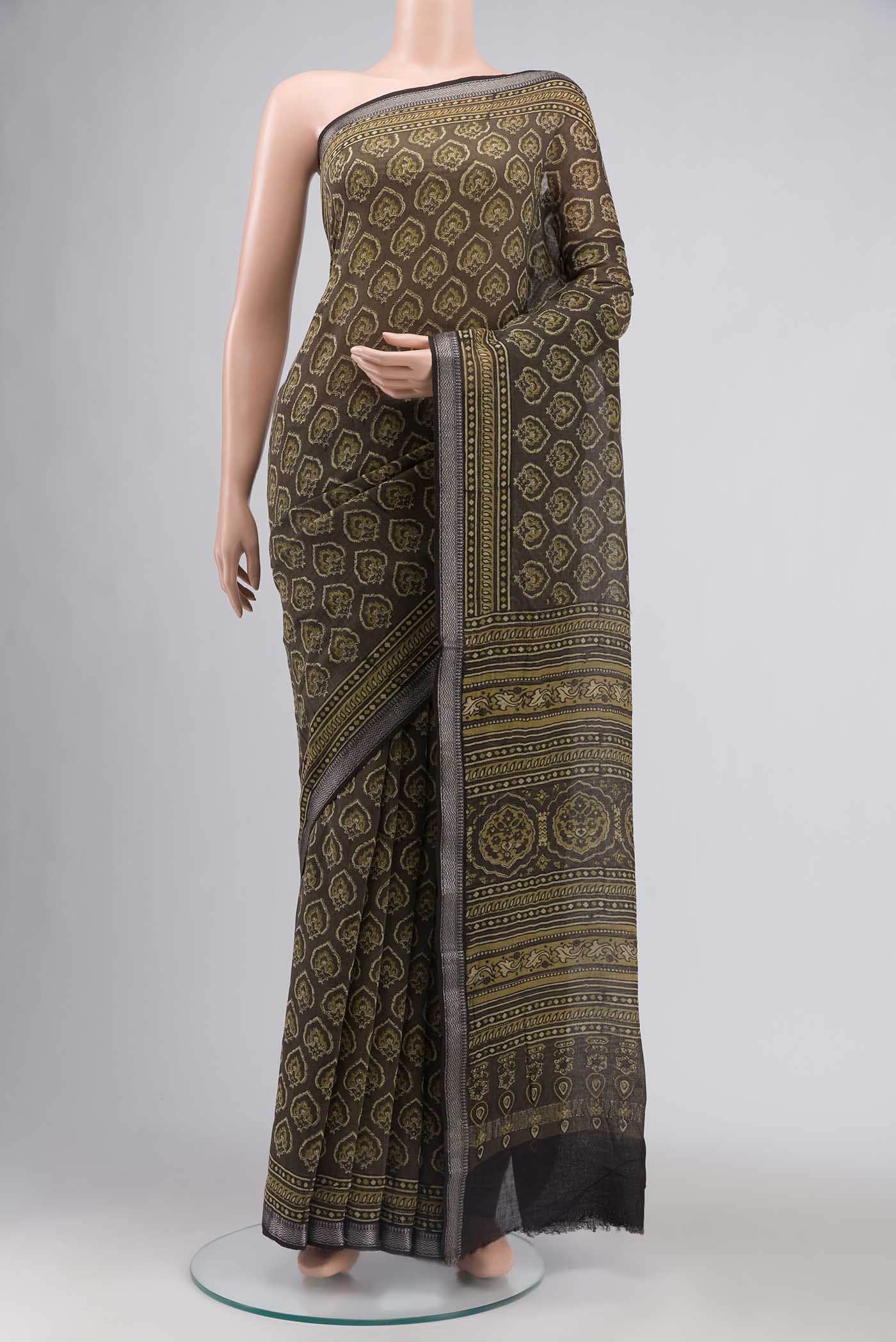 Green Chanderi Silk Cotton Saree