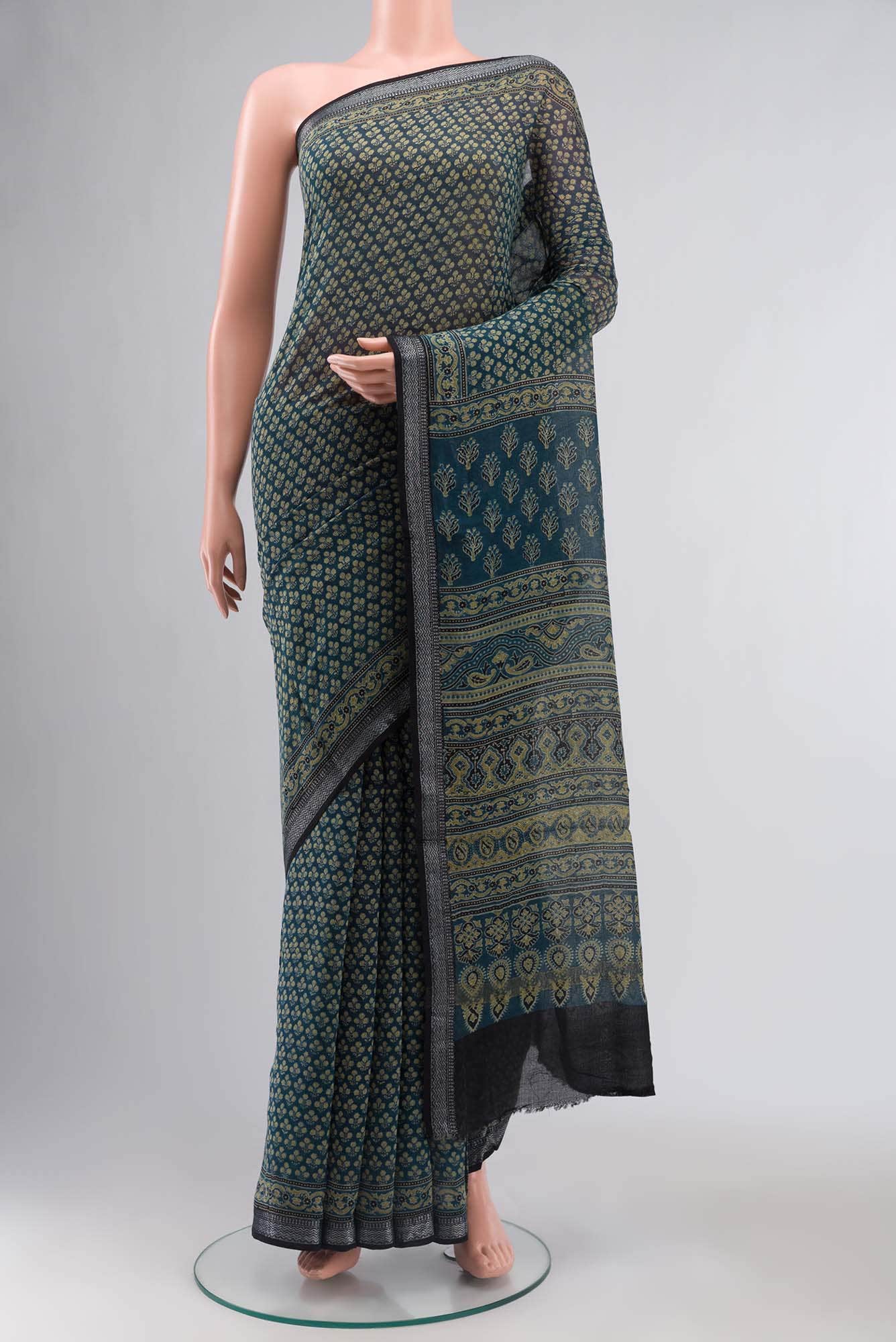 Blue Chanderi Silk Cotton Saree