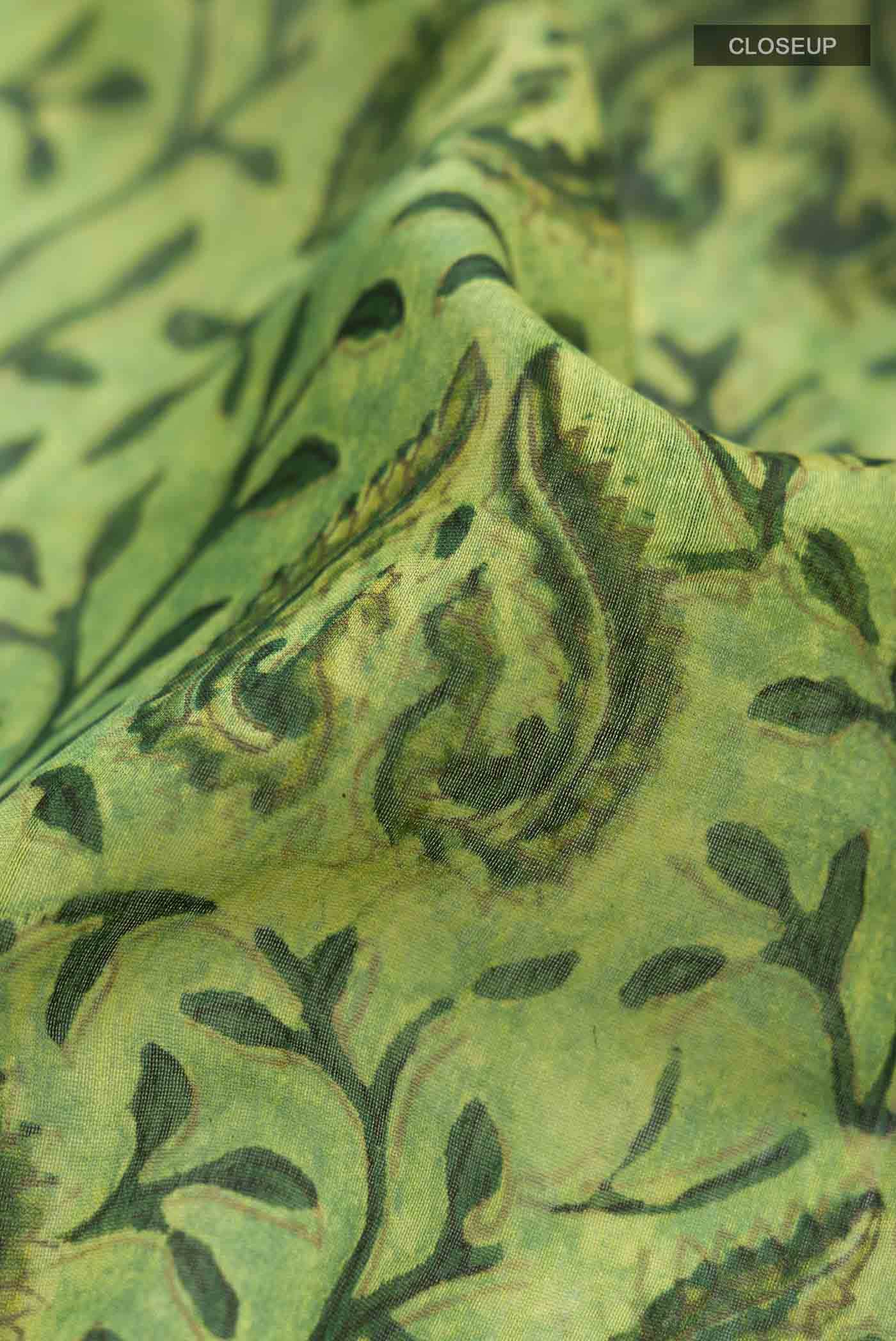 Green Chanderi Silk Cotton Saree