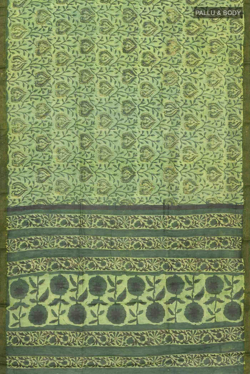 Green Chanderi Silk Cotton Saree