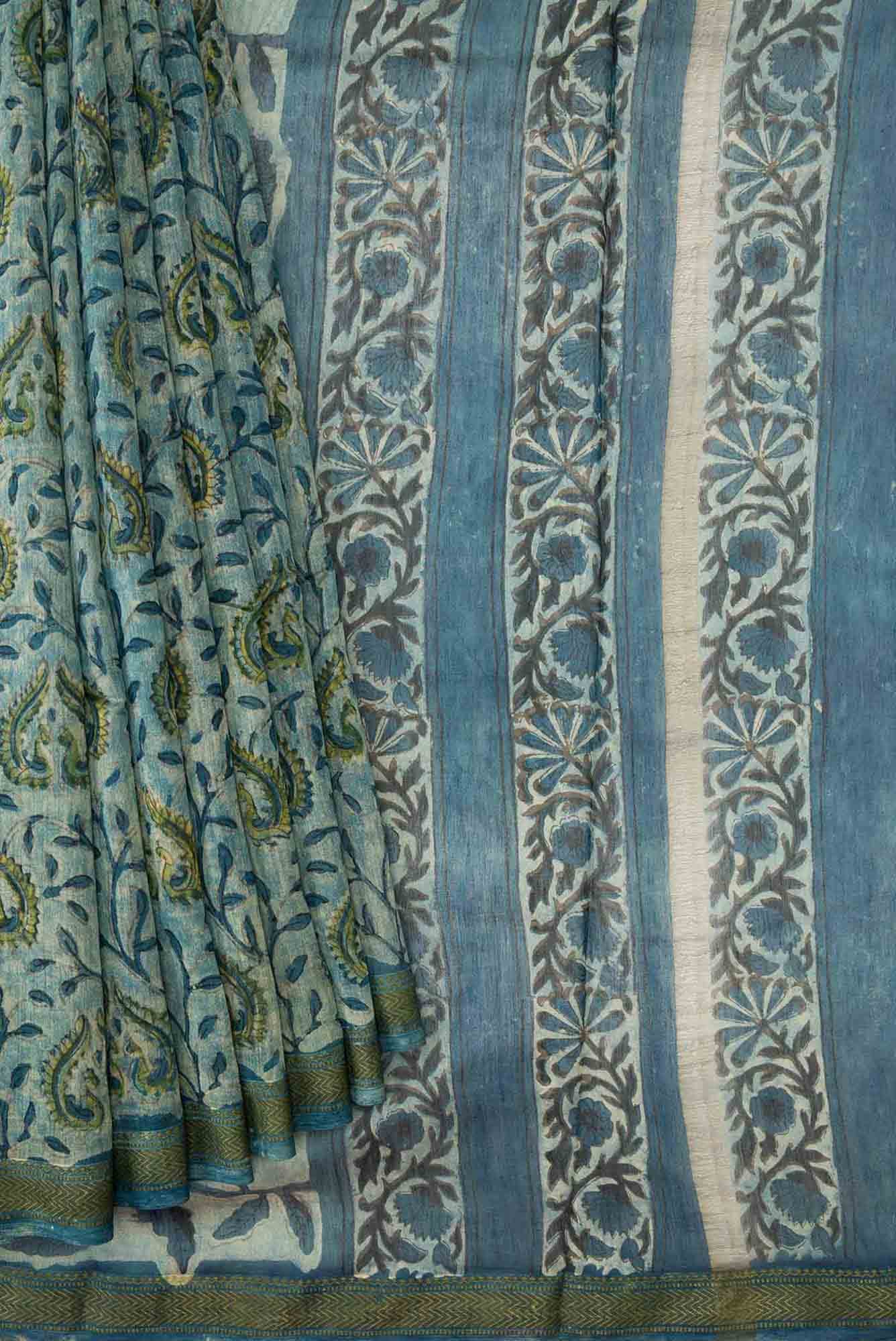 Grey Dual Tone Chanderi Silk Saree