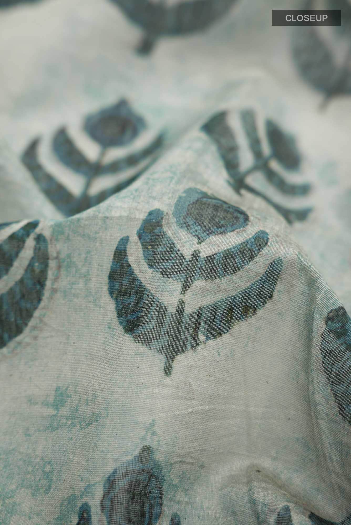 Light Blue Bhagalpuri Tussar Silk Saree