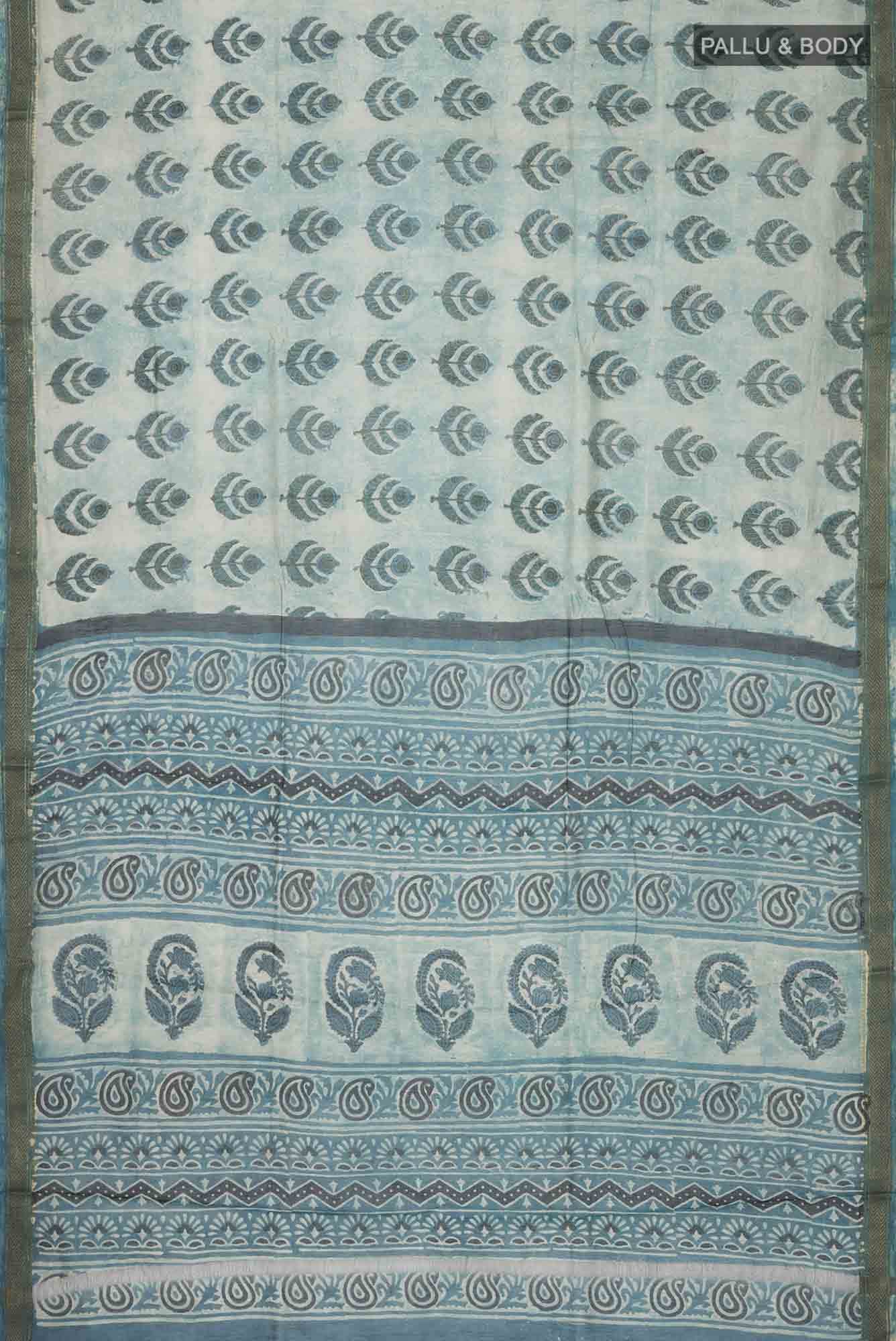 Beige Bhagalpuri Tussar Silk Saree