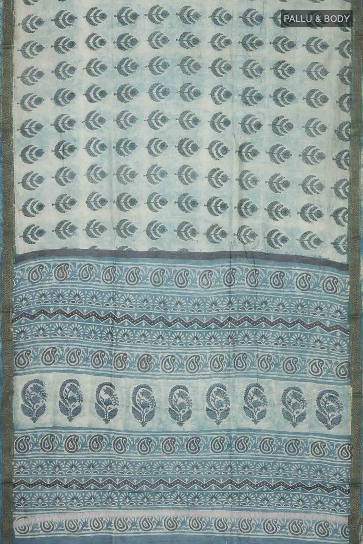 Light Blue Bhagalpuri Tussar Silk Saree