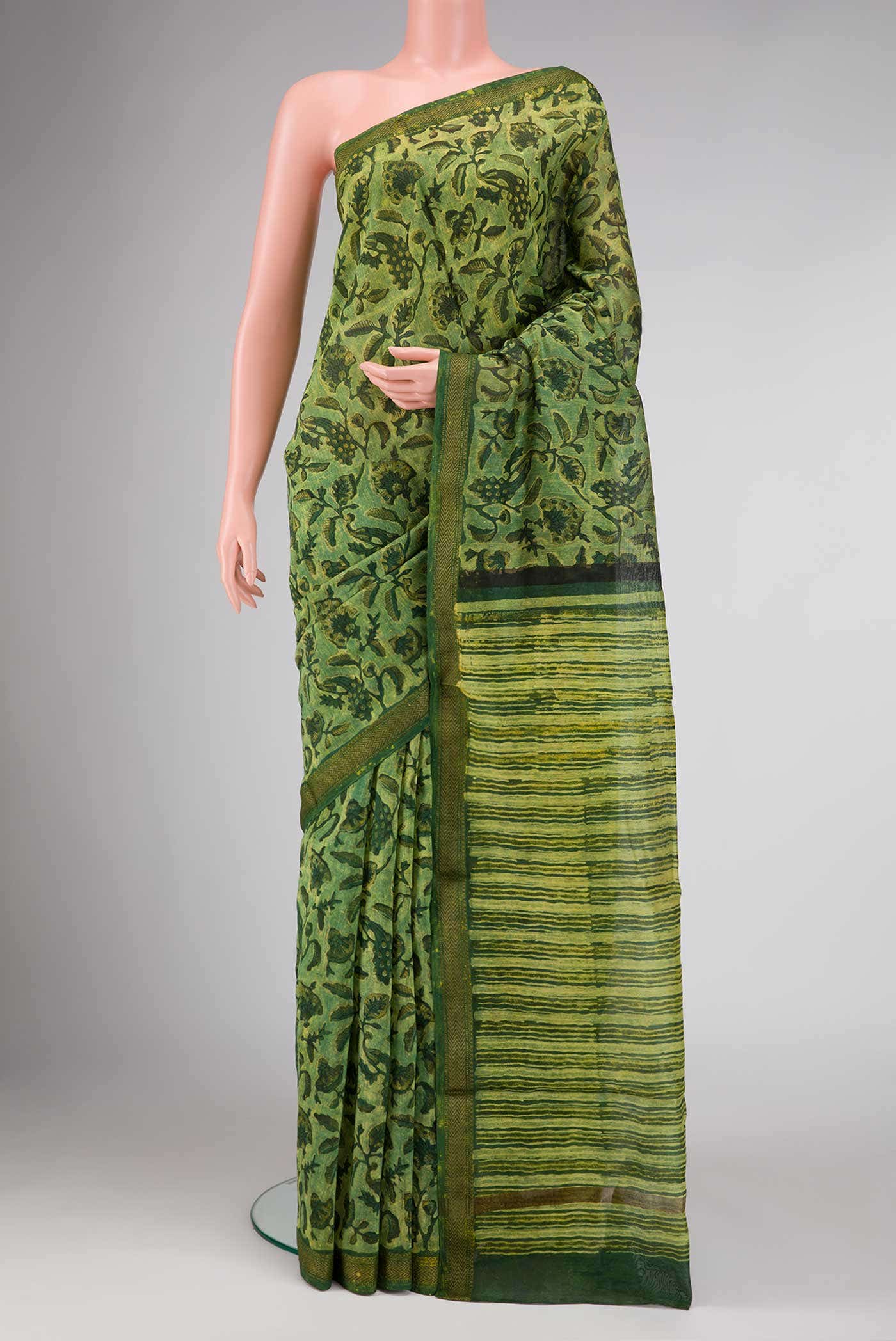 Green Dual Tone Chanderi Silk Saree