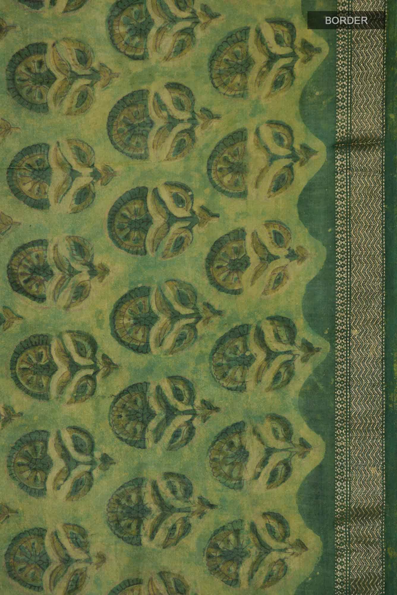 Green Maheshwari Silk Cotton Saree