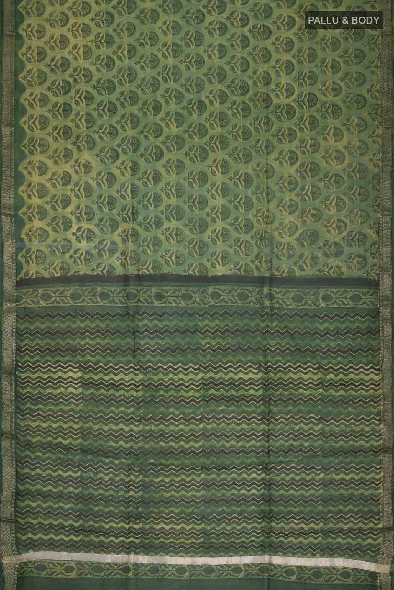 Green Maheshwari Silk Cotton Saree