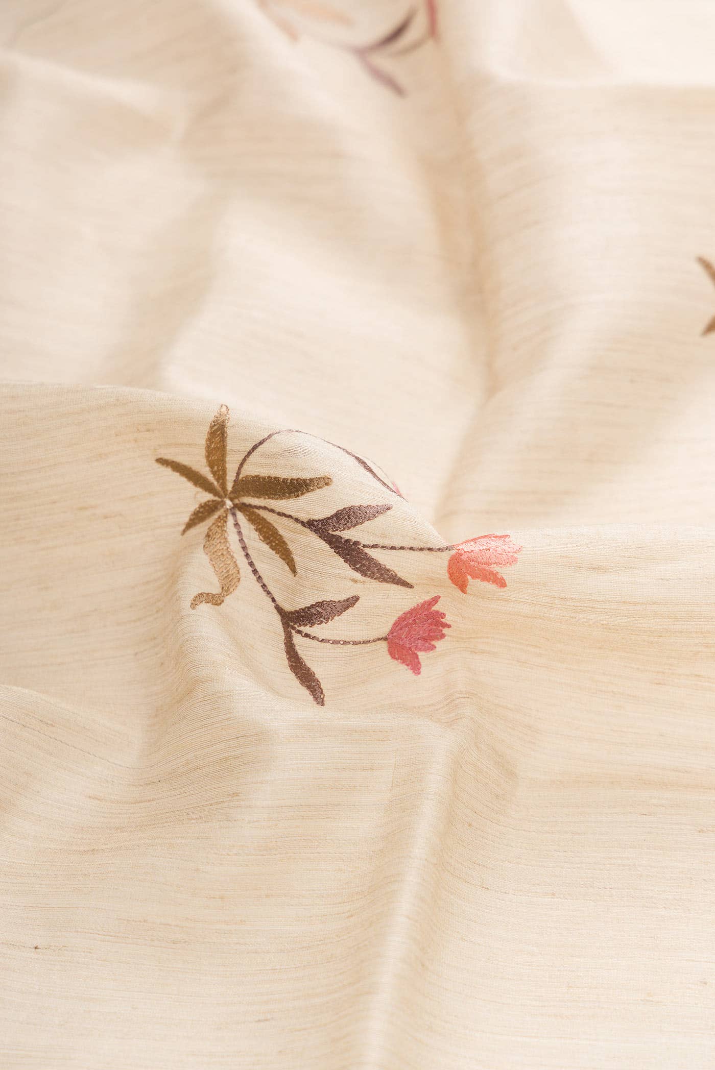 Beige Tussar Silk Saree