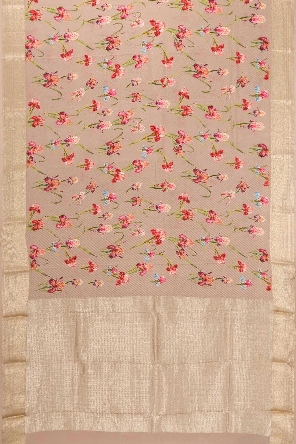 Dark Beige Dual Tone Mysore Crepe Saree