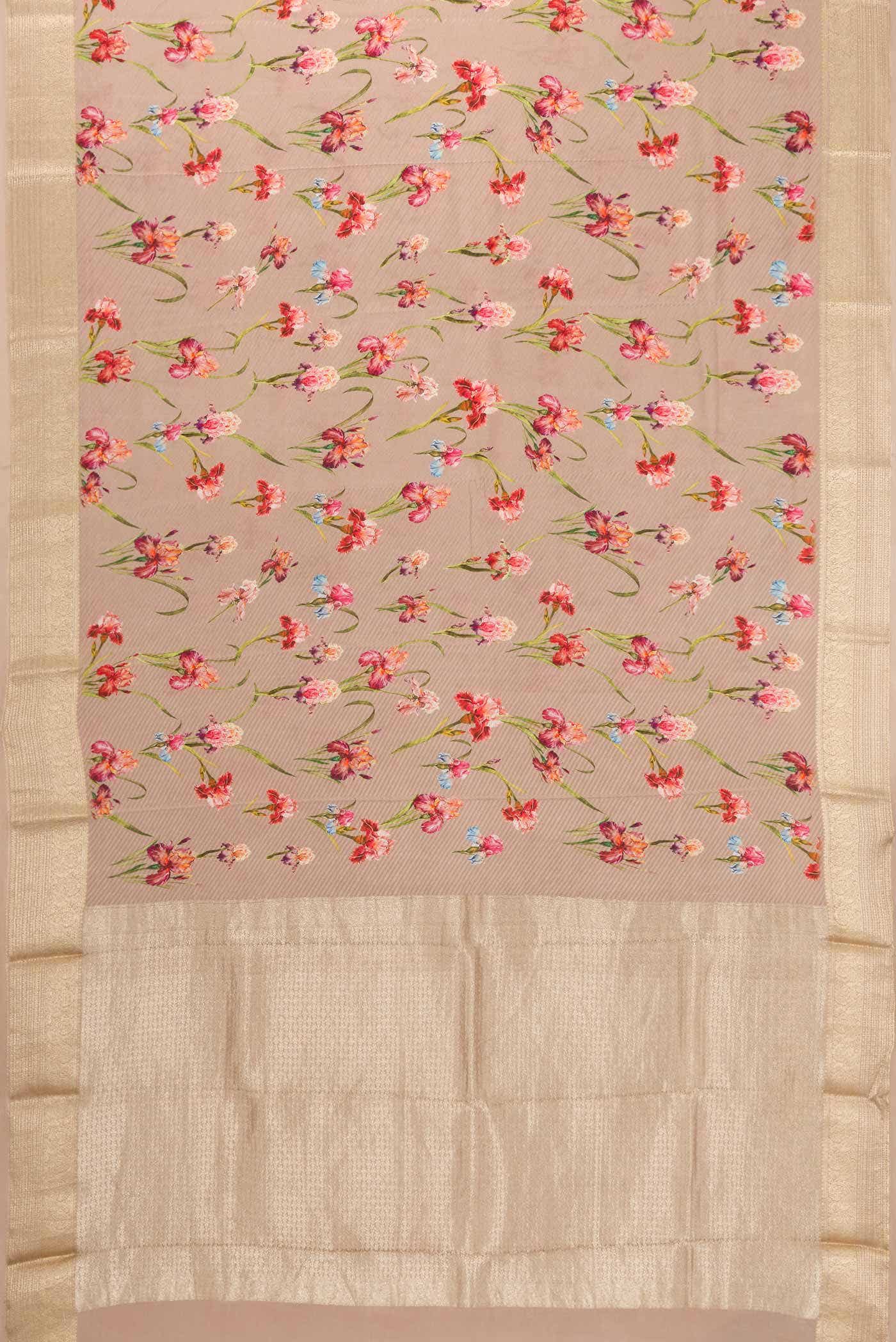 Dark Beige Dual Tone Mysore Crepe Saree