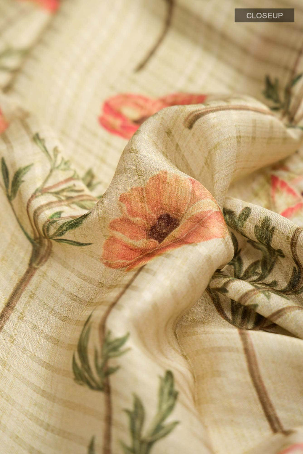 Beige Mysore Crepe Saree