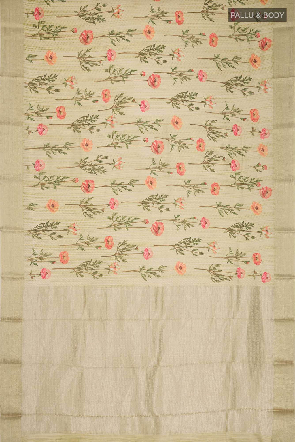 Beige Mysore Crepe Saree
