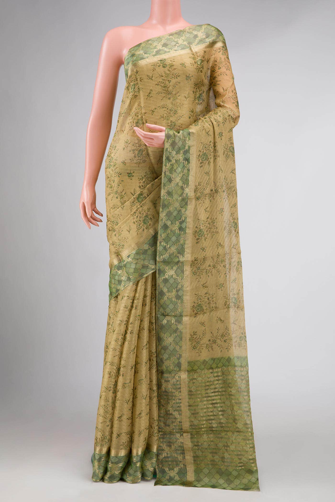 Gold Mysore Georgette Saree