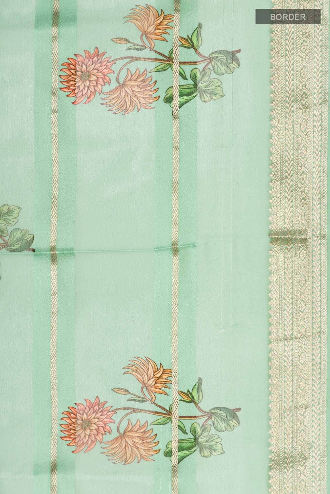 Green Mysore Georgette Saree