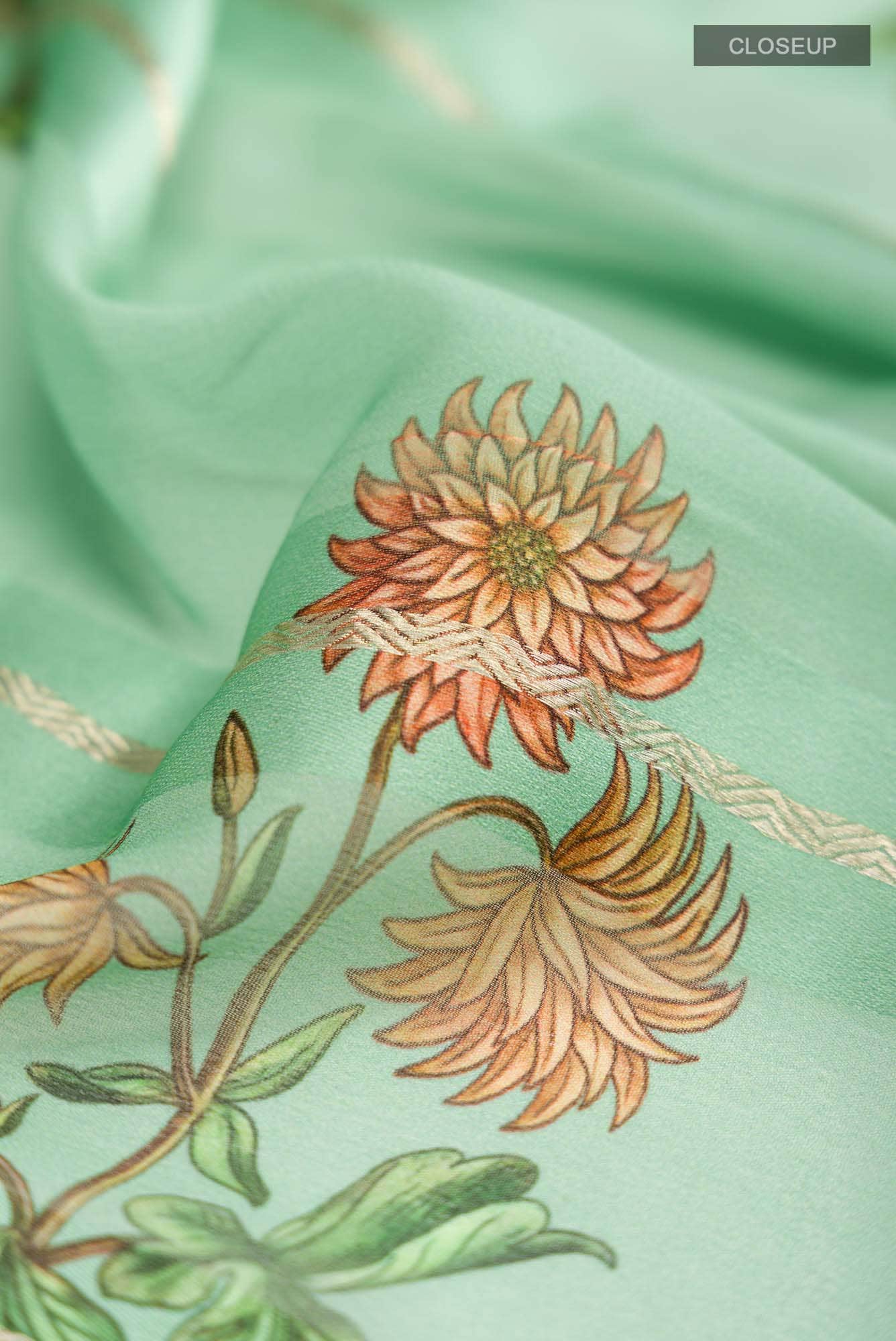 Green Mysore Georgette Saree