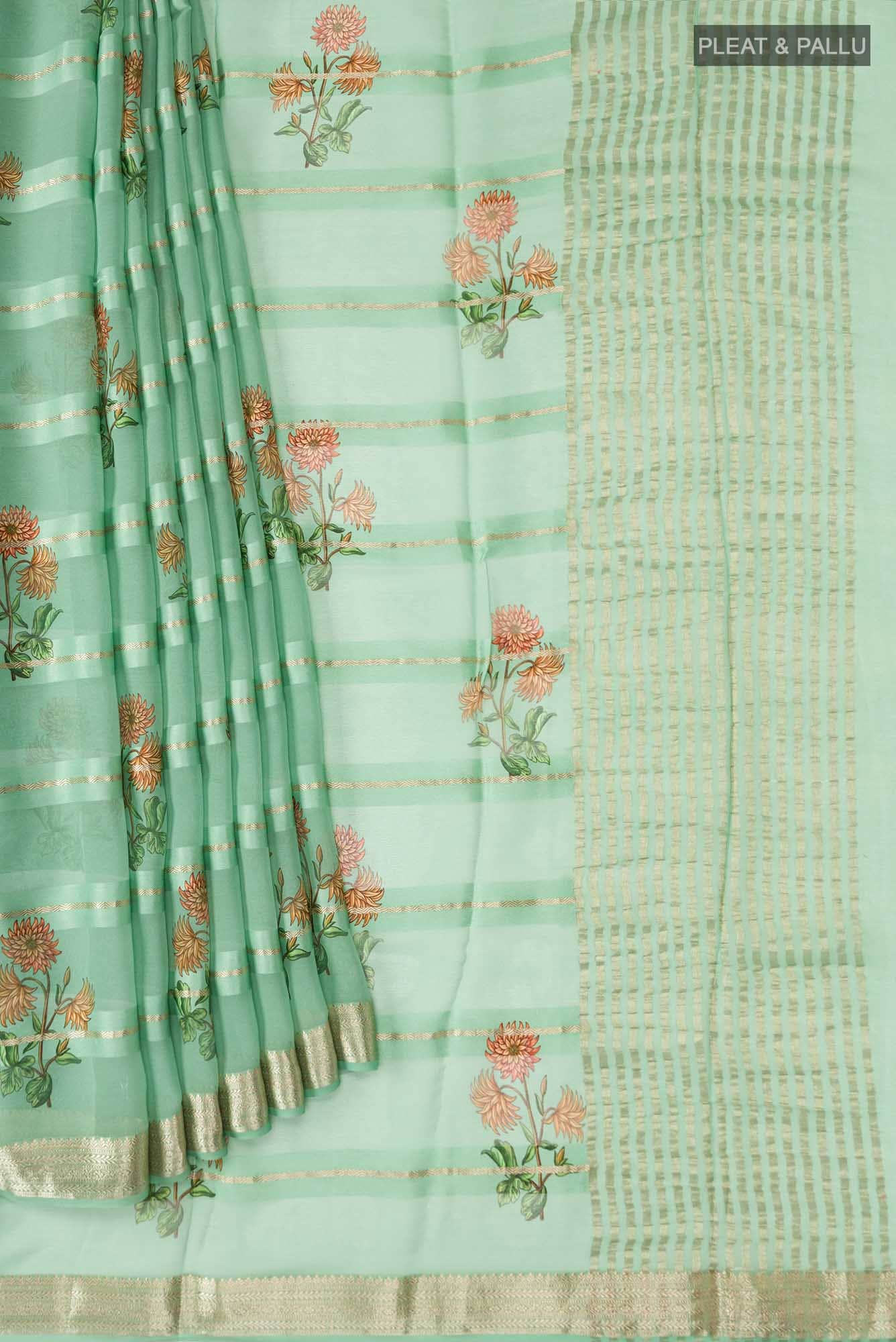 Green Mysore Georgette Saree