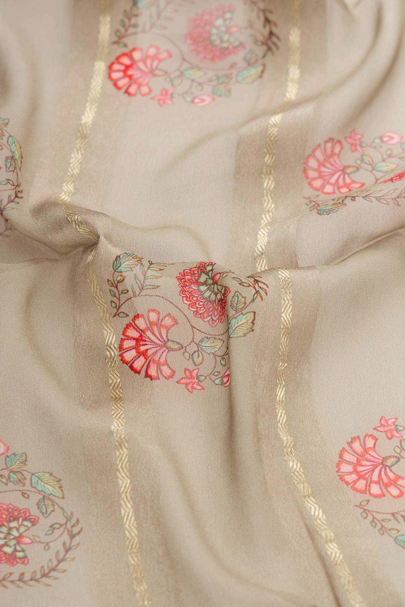 Grey Mysore Georgette Saree