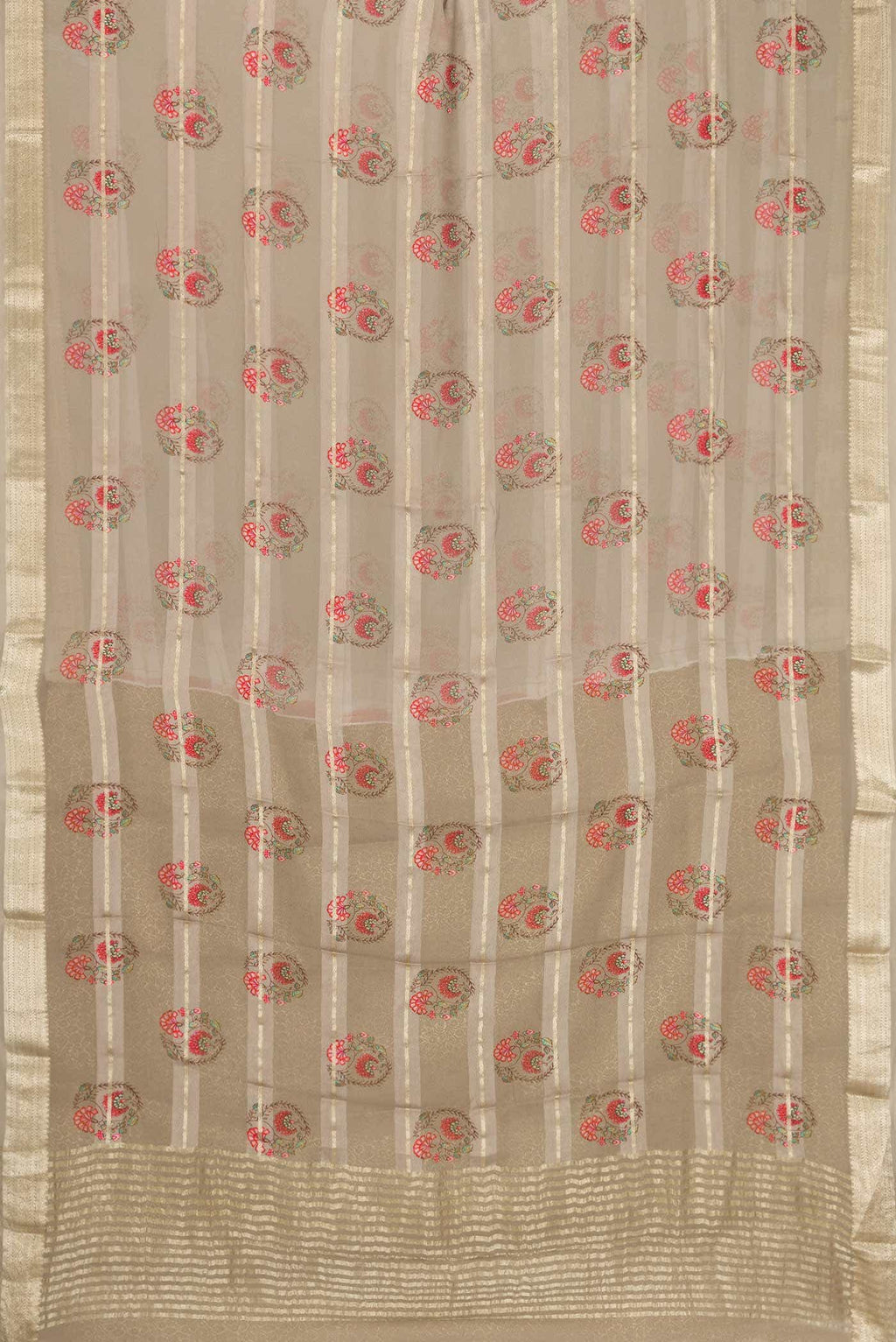 Grey Mysore Georgette Saree