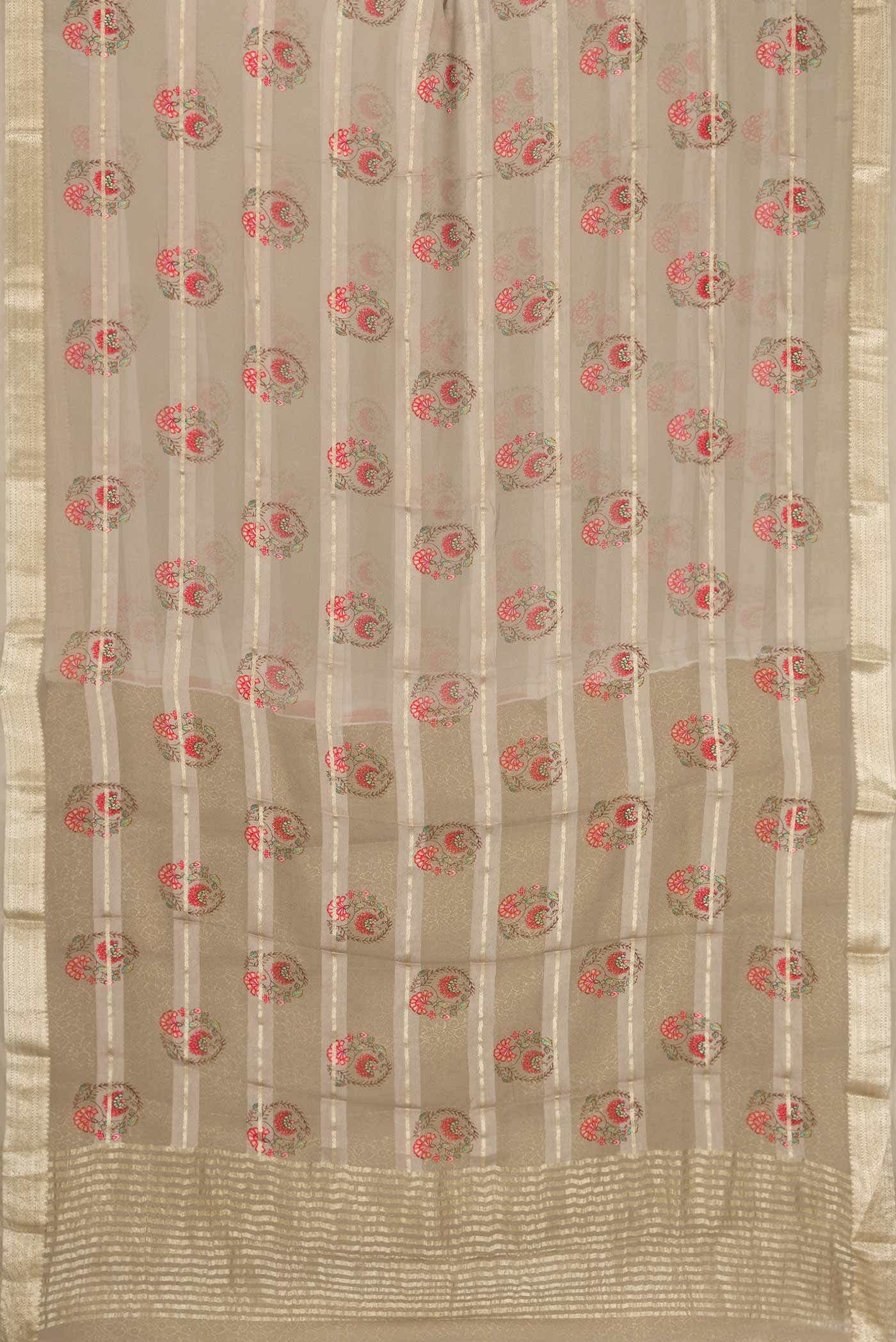 Grey Mysore Georgette Saree