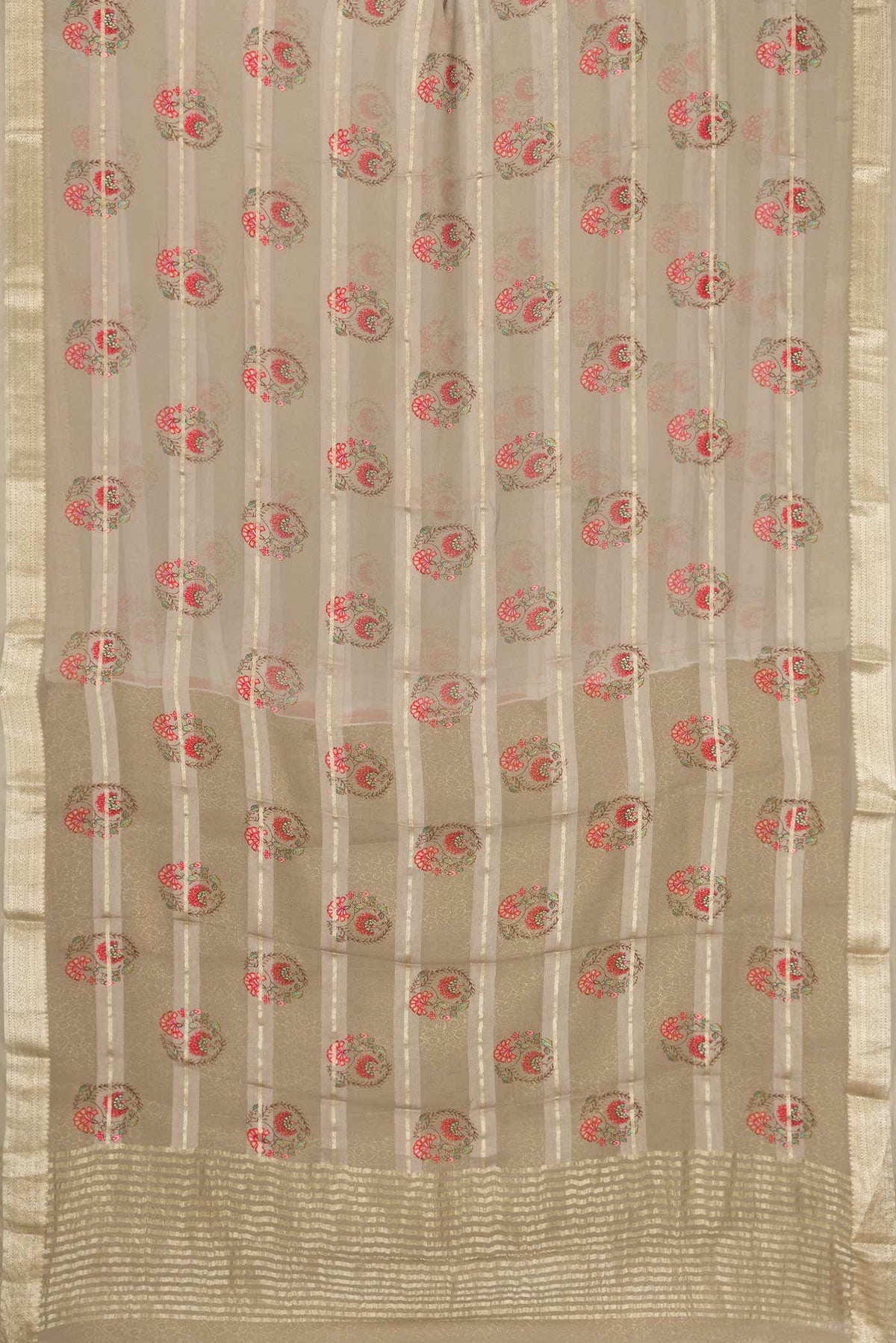 Grey Mysore Georgette Saree
