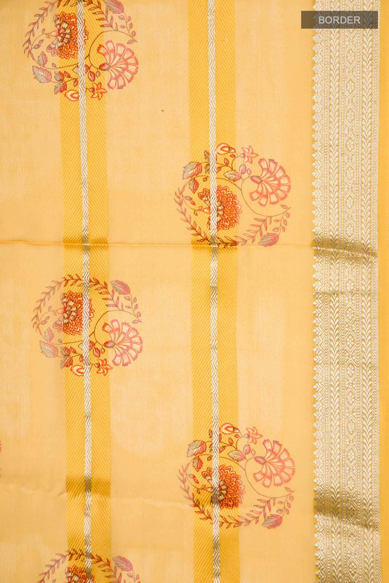 Yellow Mysore Georgette Saree
