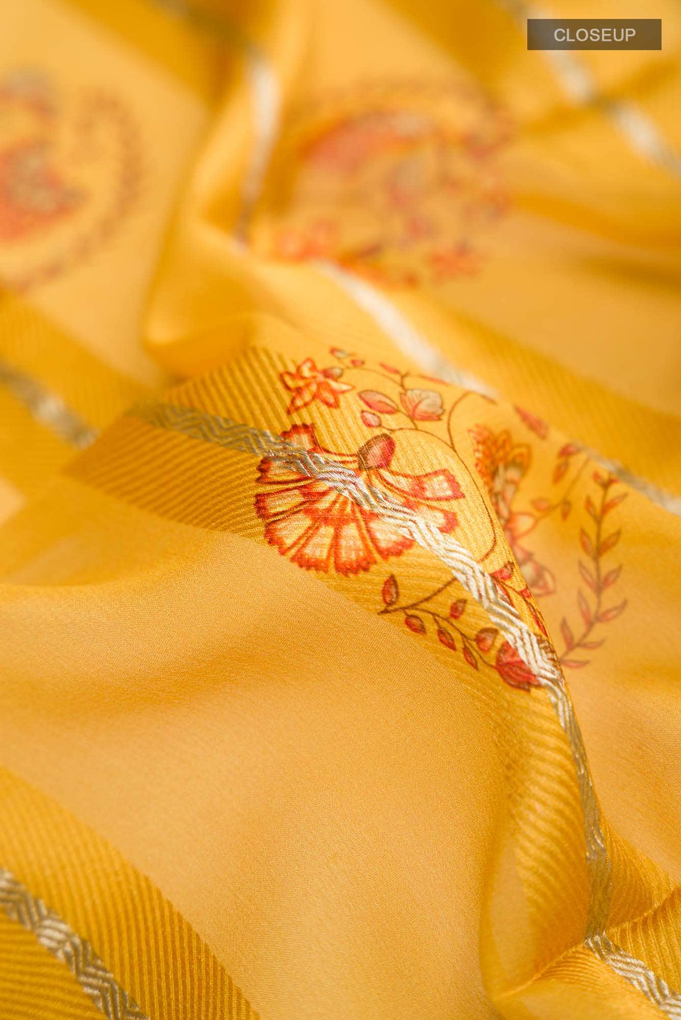 Yellow Mysore Georgette Saree