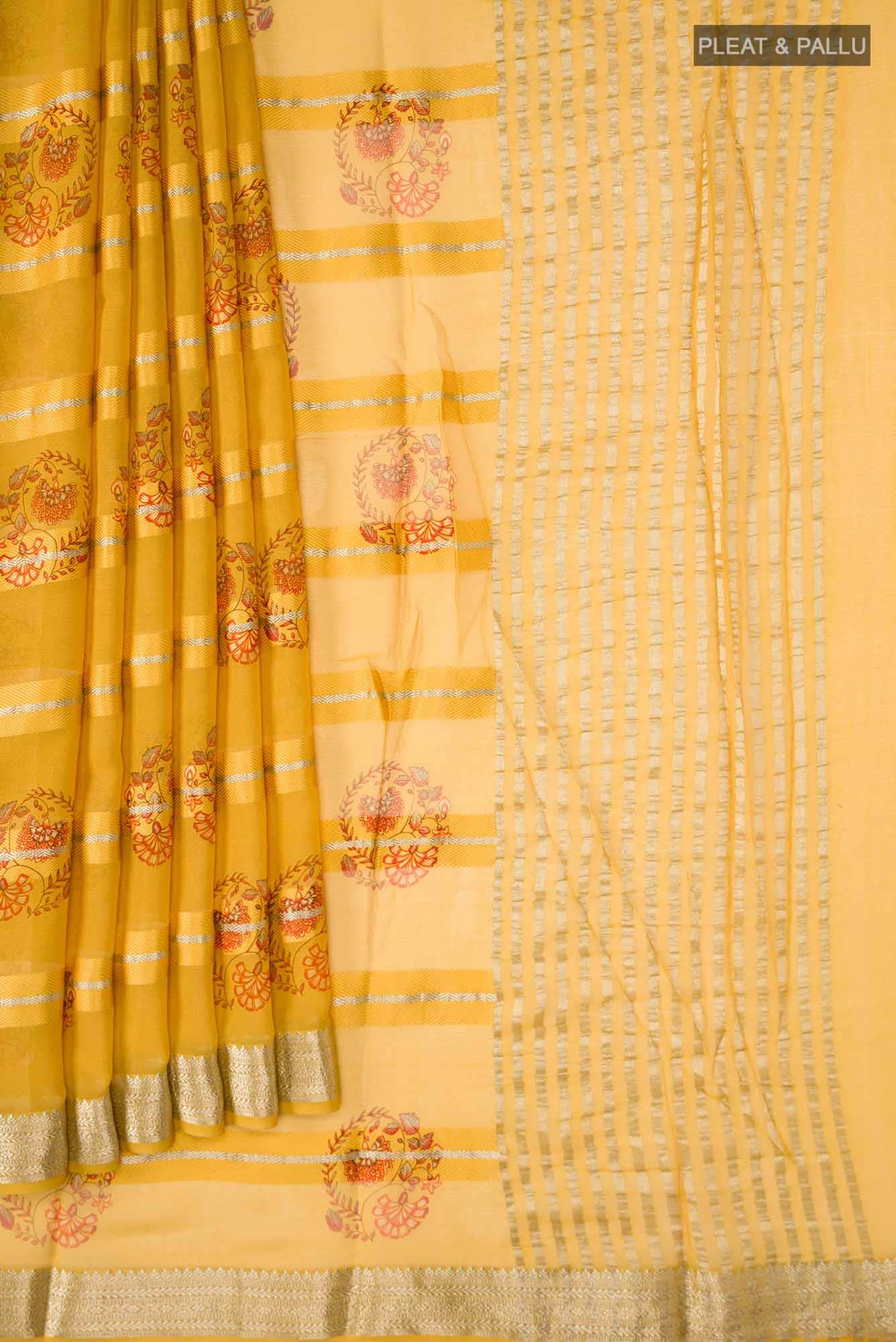 Yellow Mysore Georgette Saree