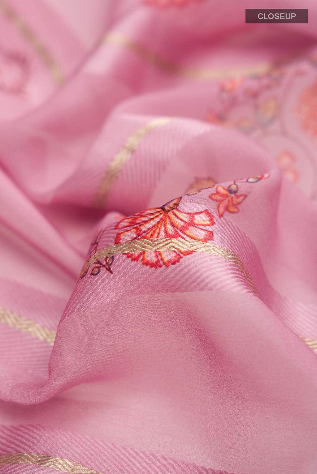 Pink Mysore Georgette Saree