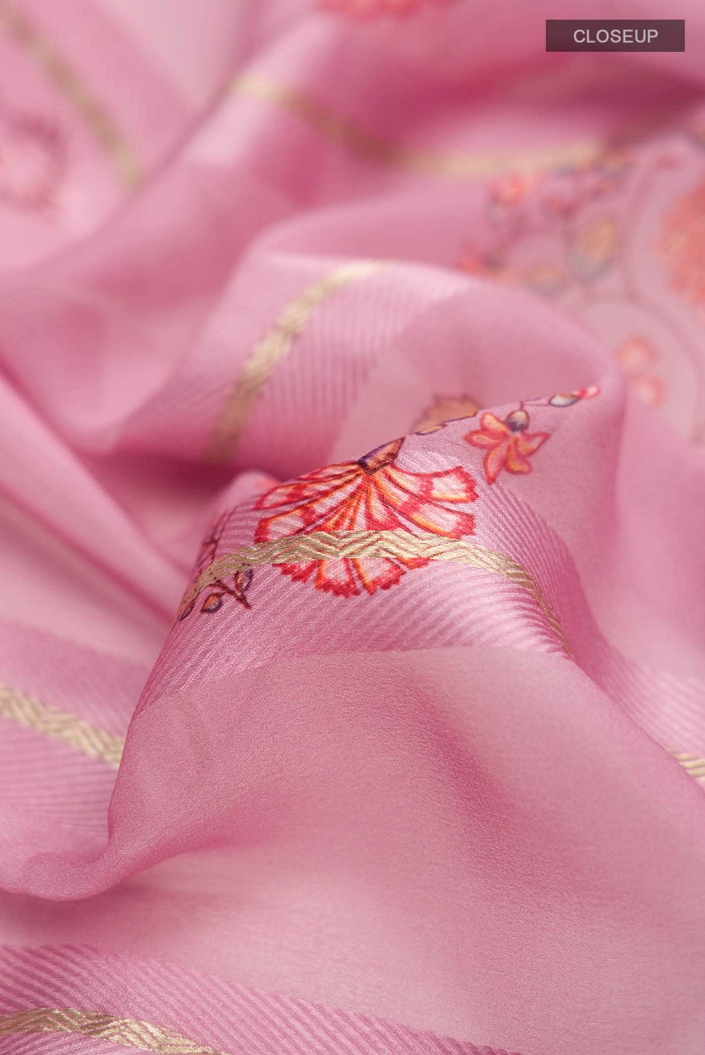 Pink Mysore Georgette Saree