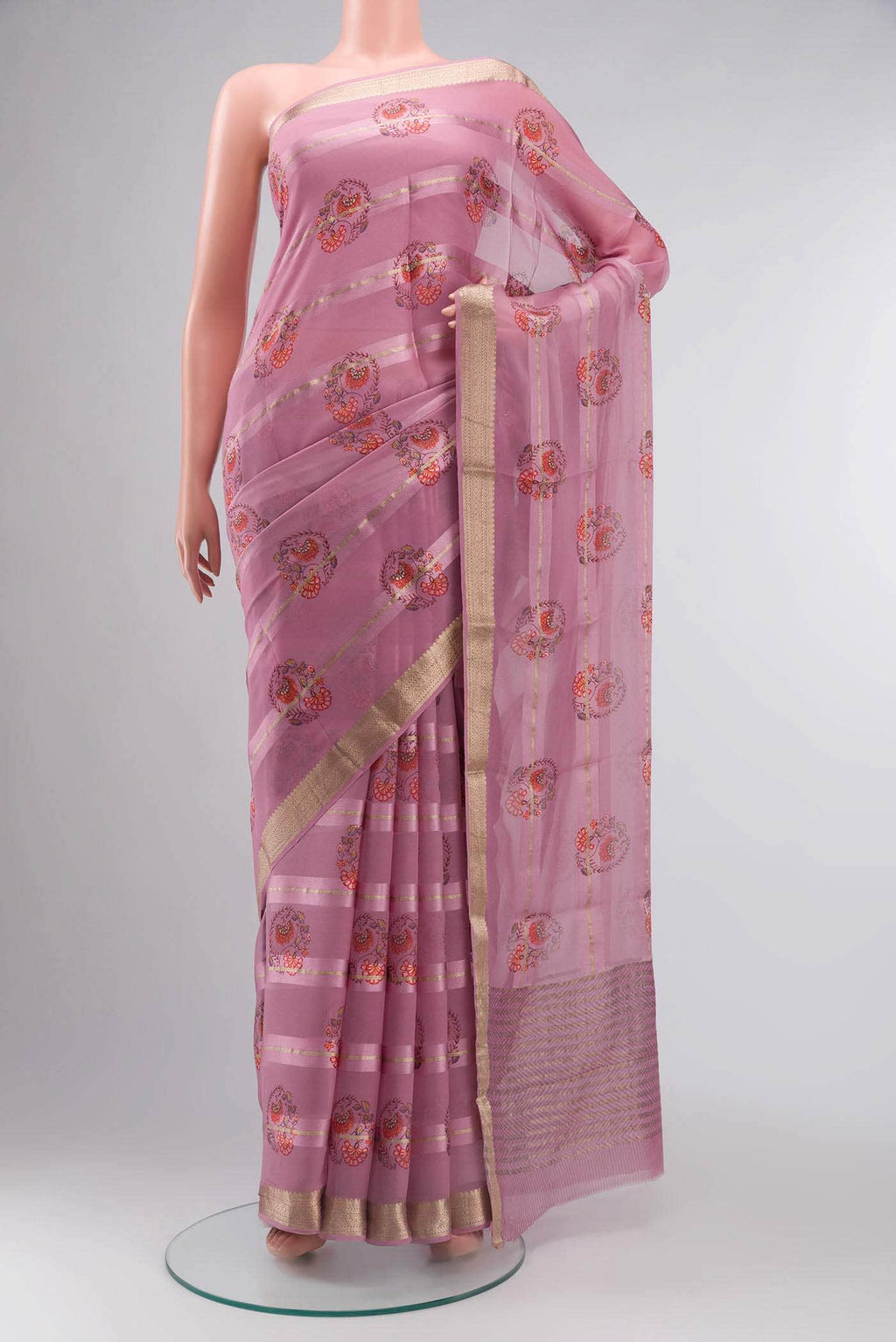 Pink Mysore Georgette Saree