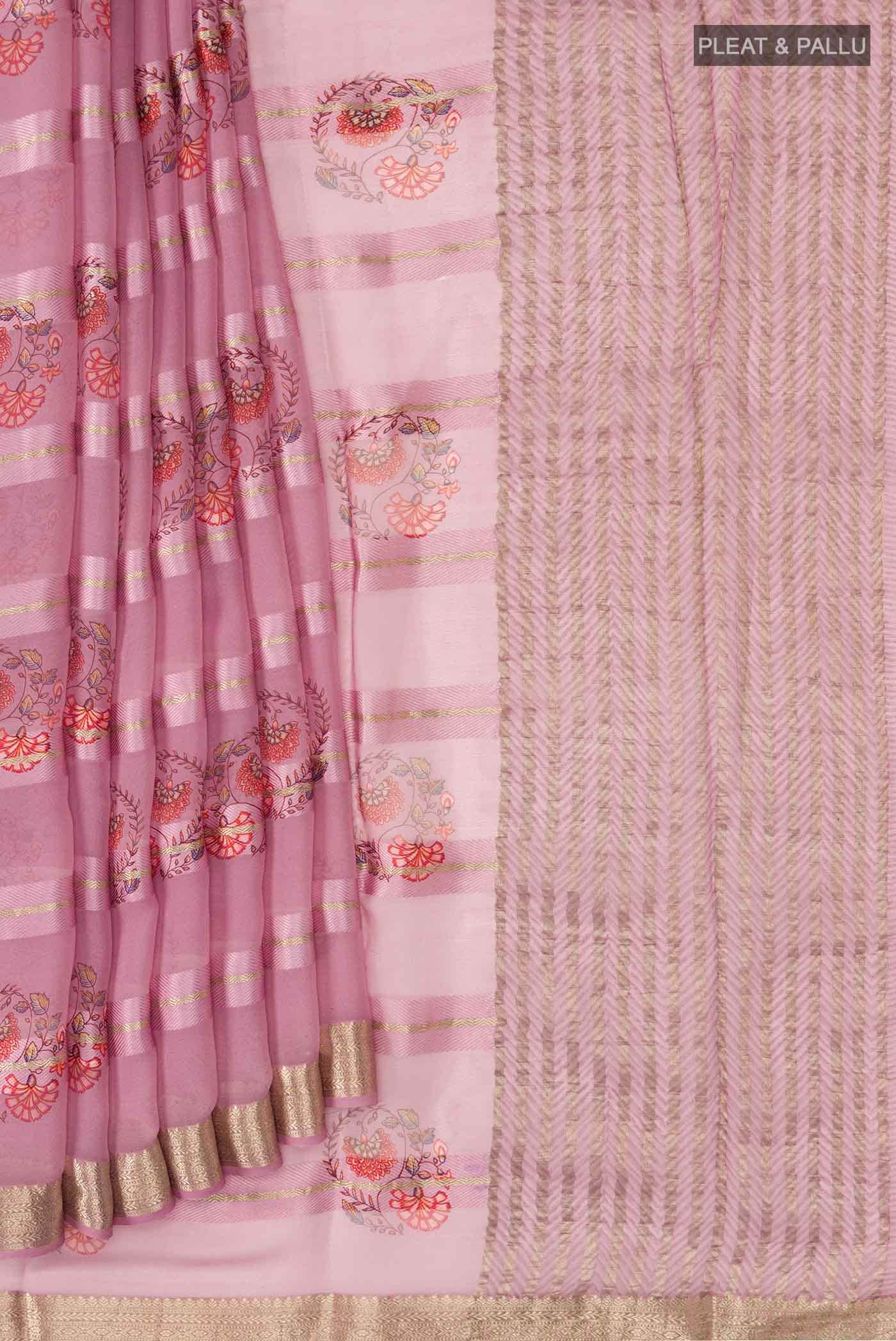 Pink Mysore Georgette Saree