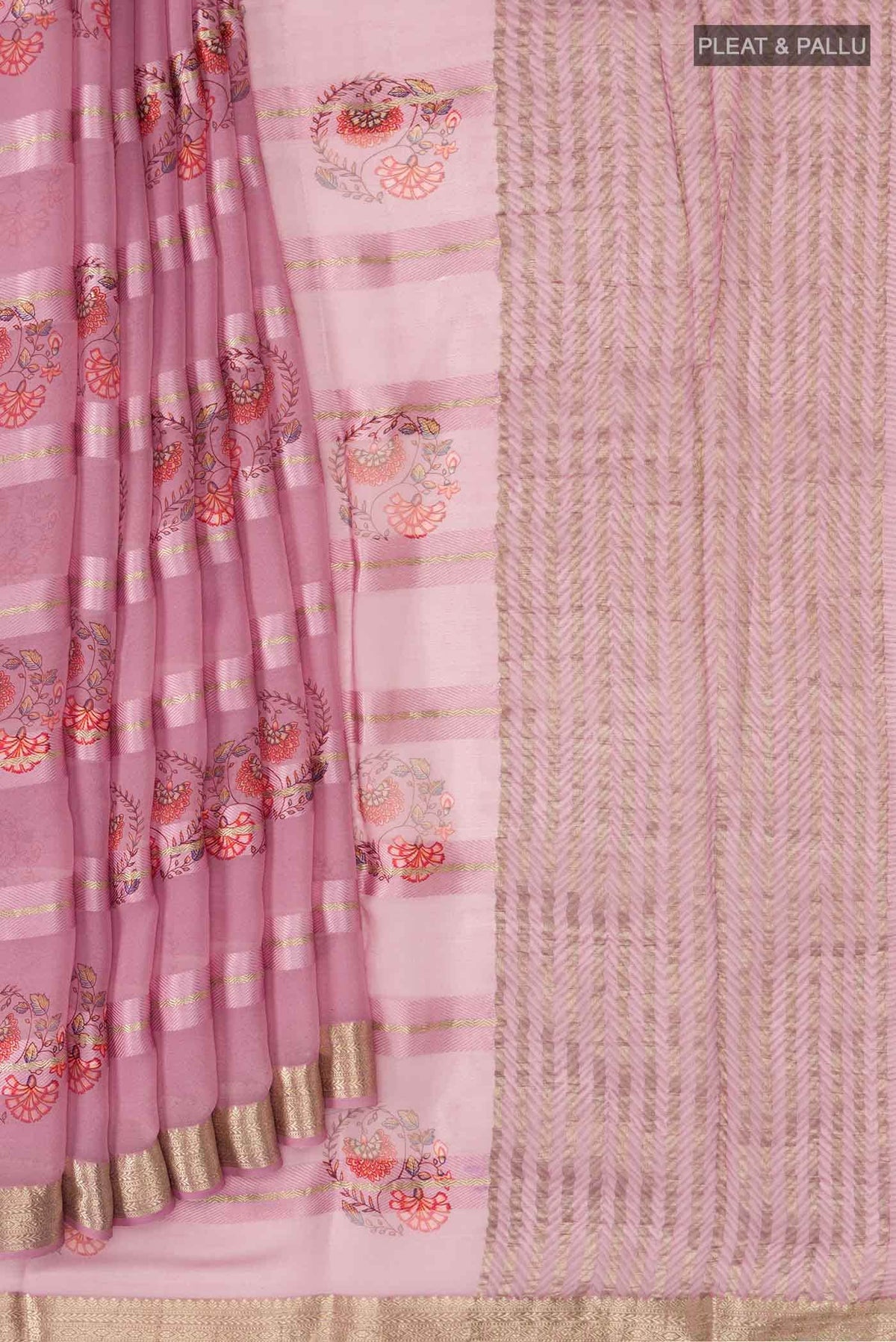 Pink Mysore Georgette Saree
