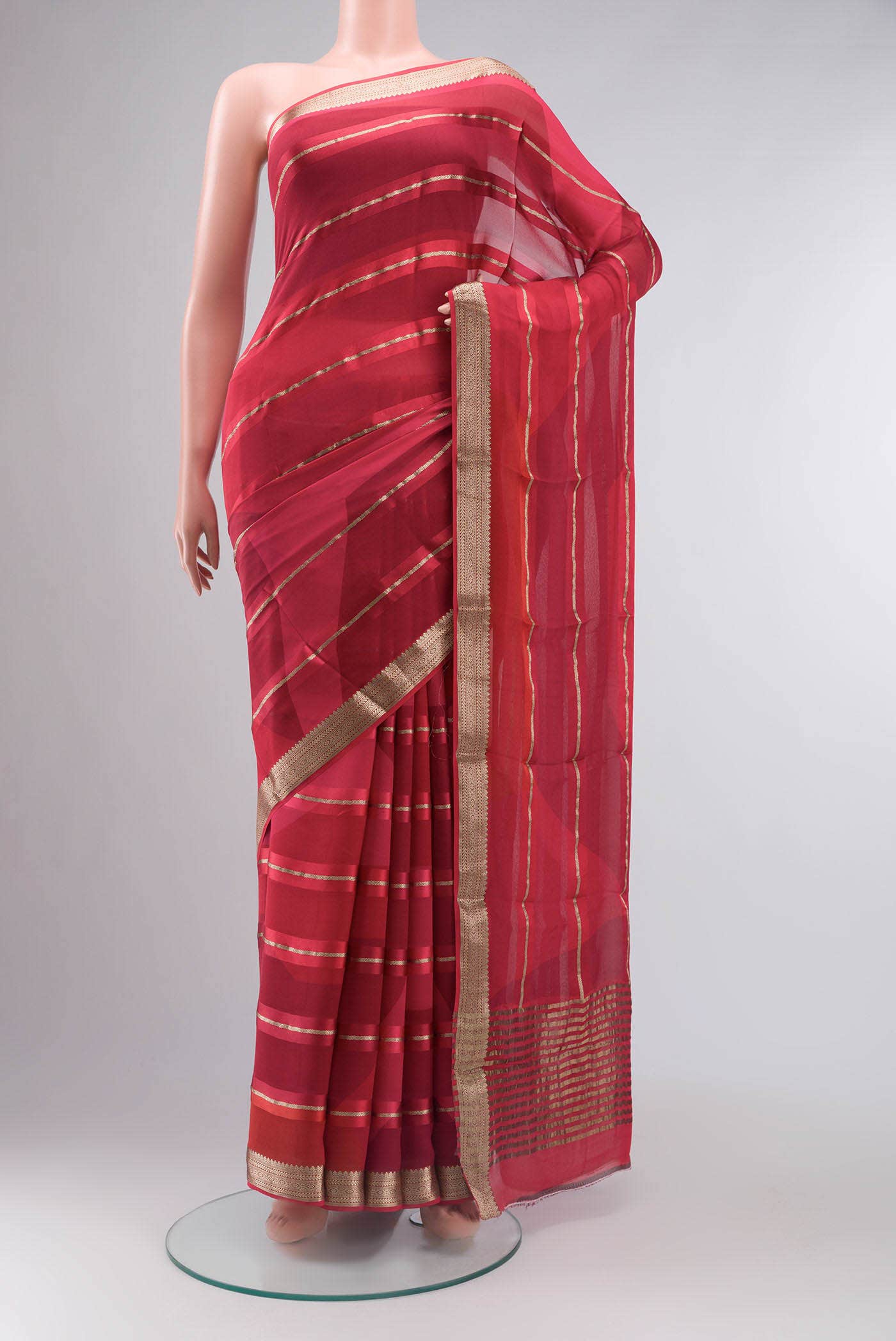 Red Mysore Georgette Saree