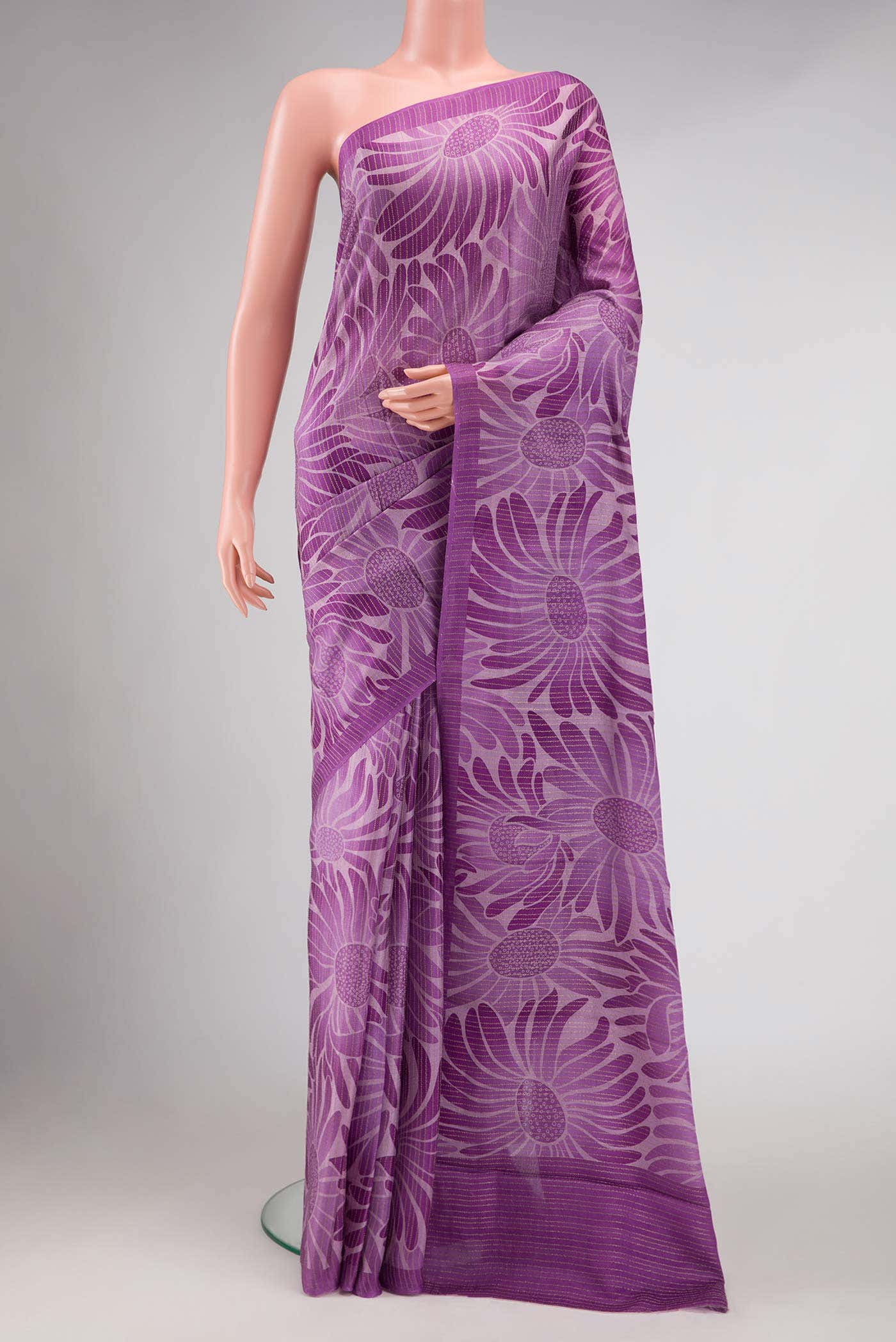 Lavender Mysore Crepe Saree
