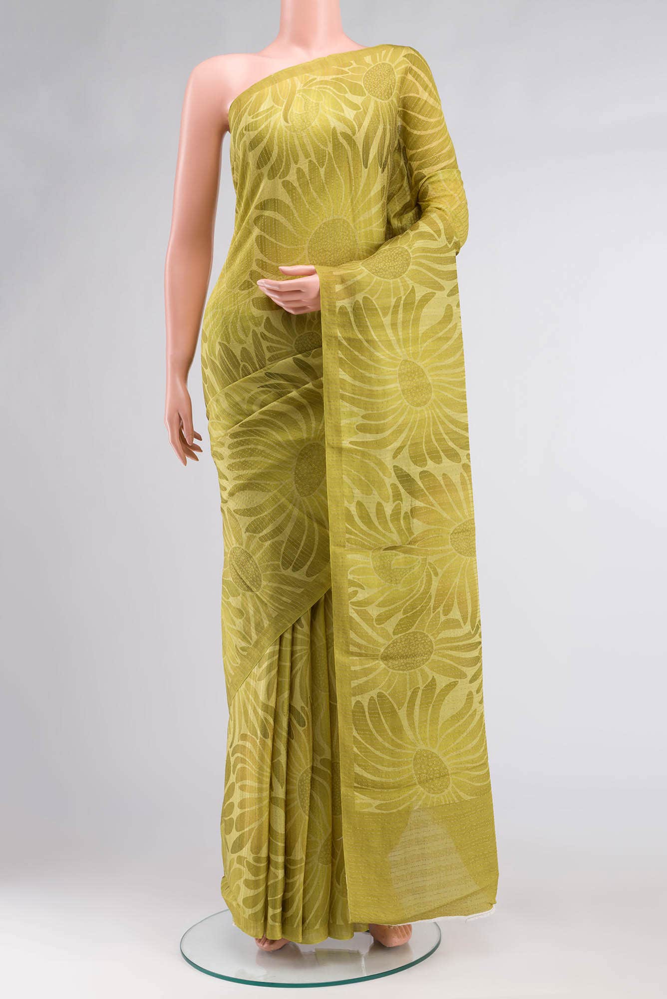 Green Crepe Saree