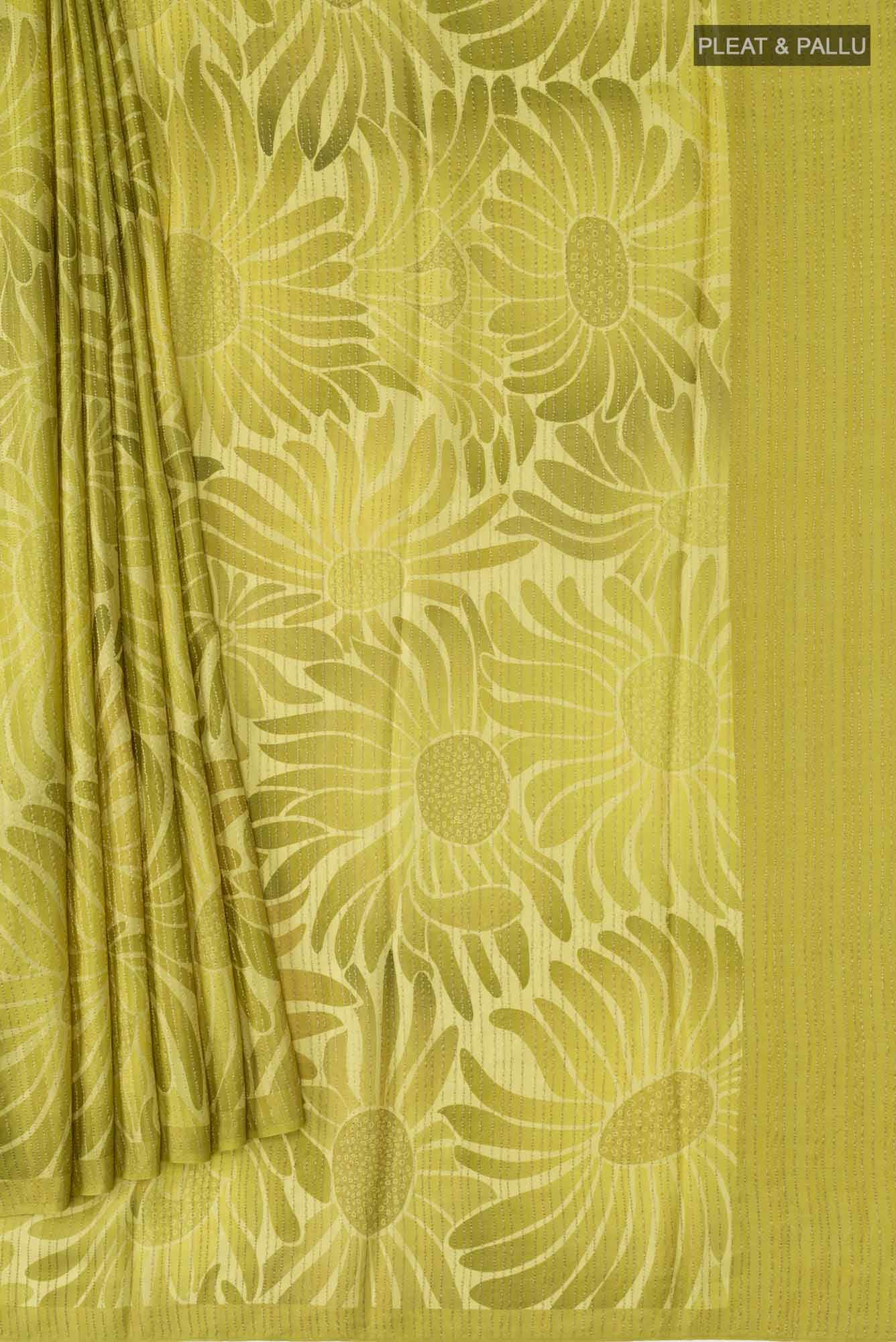 Green Crepe Saree