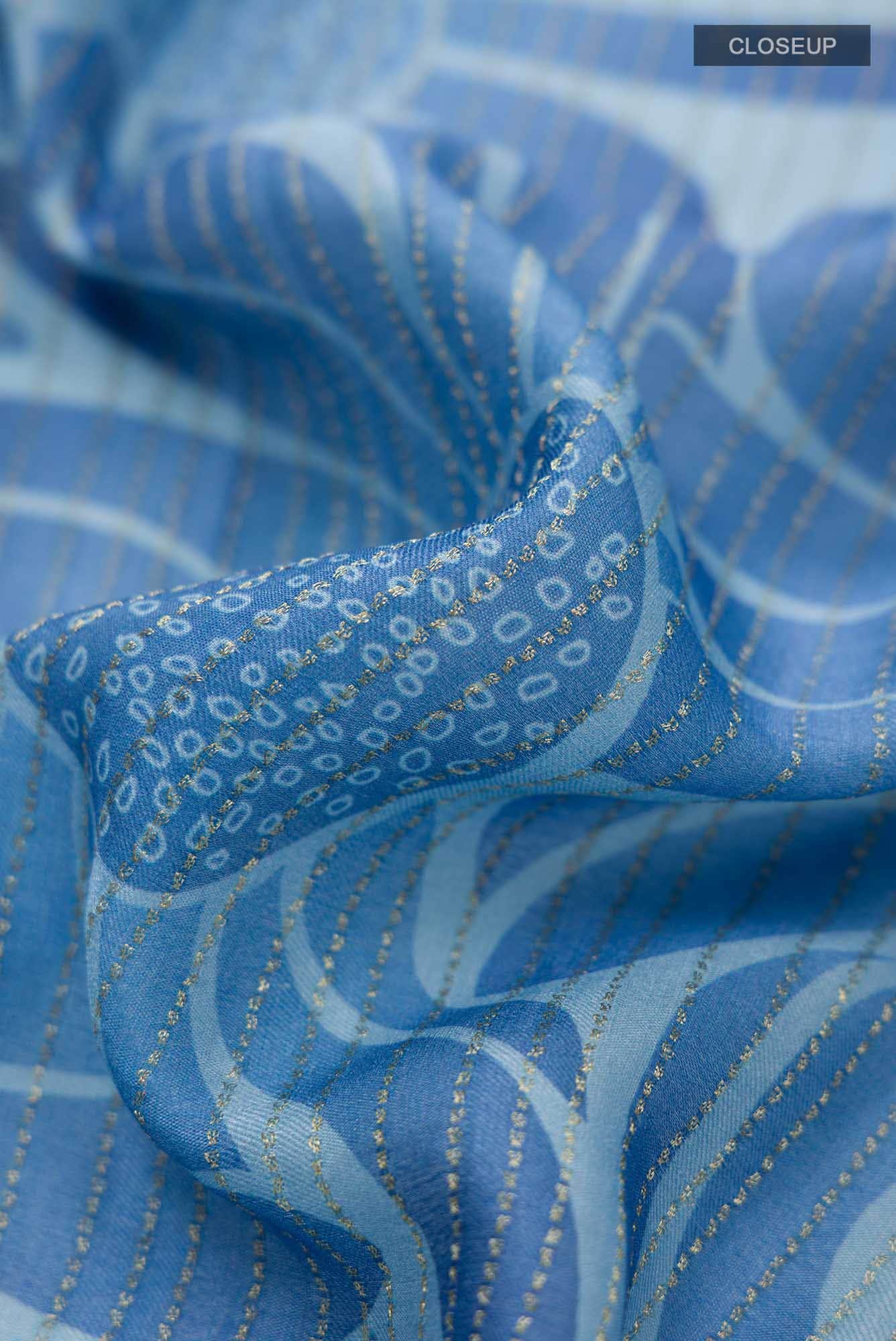 Blue Crepe Saree