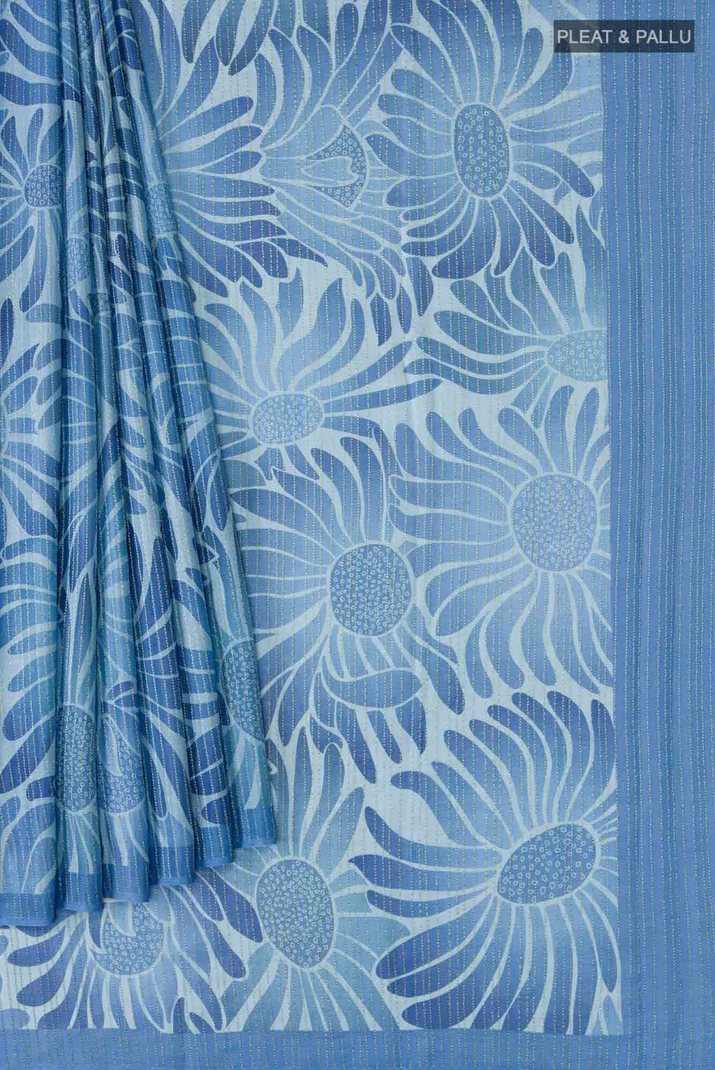 Blue Crepe Saree