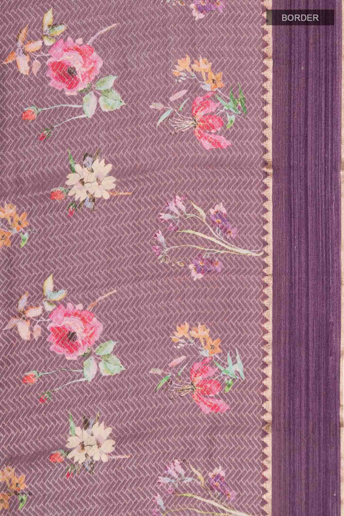 Mauve Mysore Crepe Saree