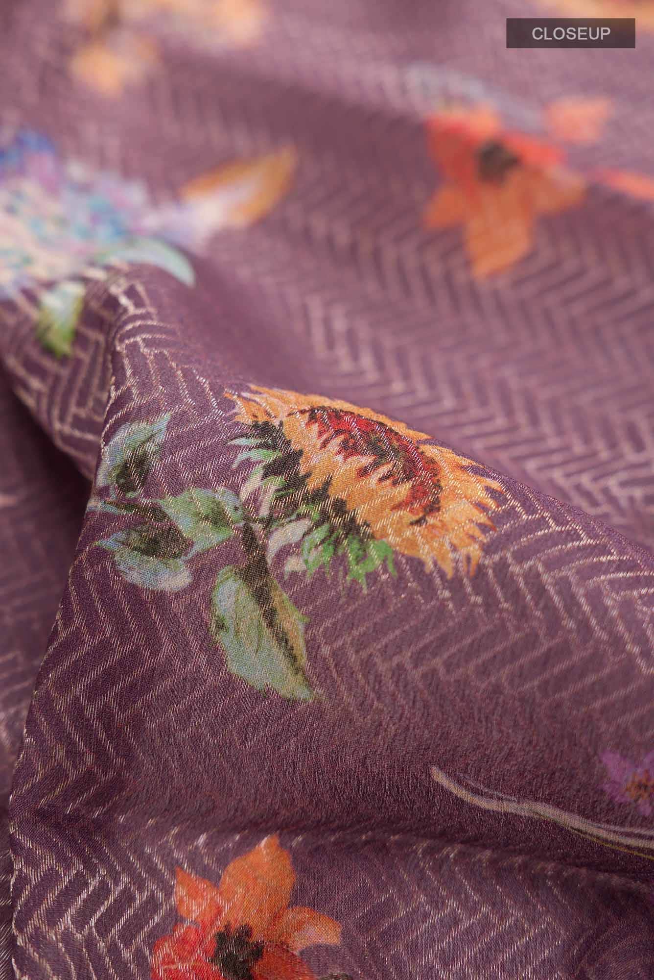 Mauve Mysore Crepe Saree