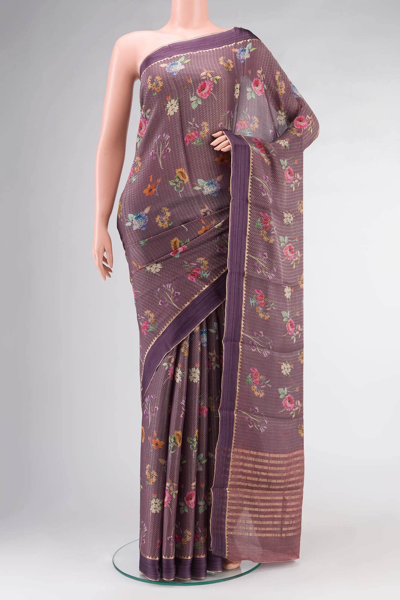 Mauve Mysore Crepe Saree