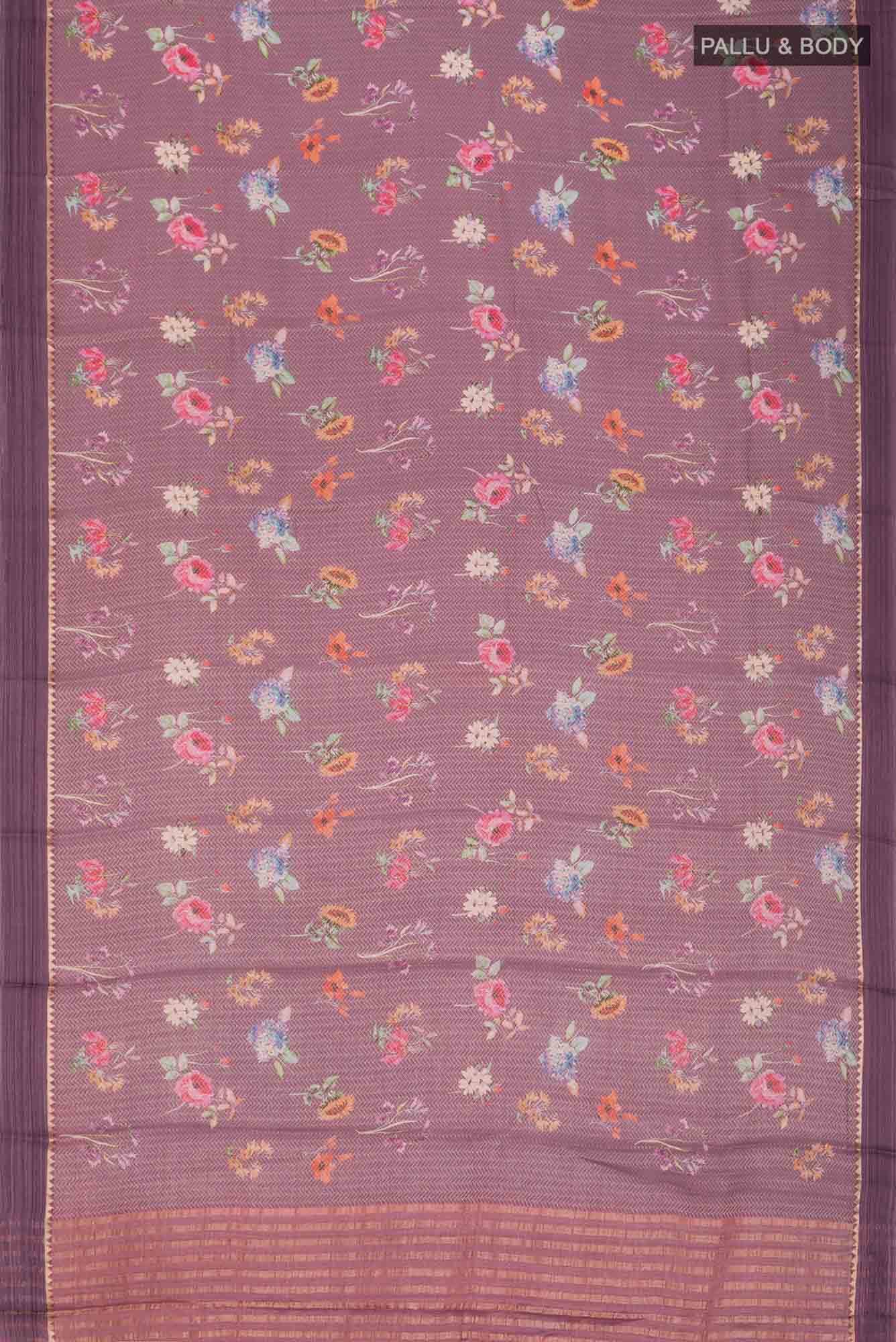 Mauve Mysore Crepe Saree