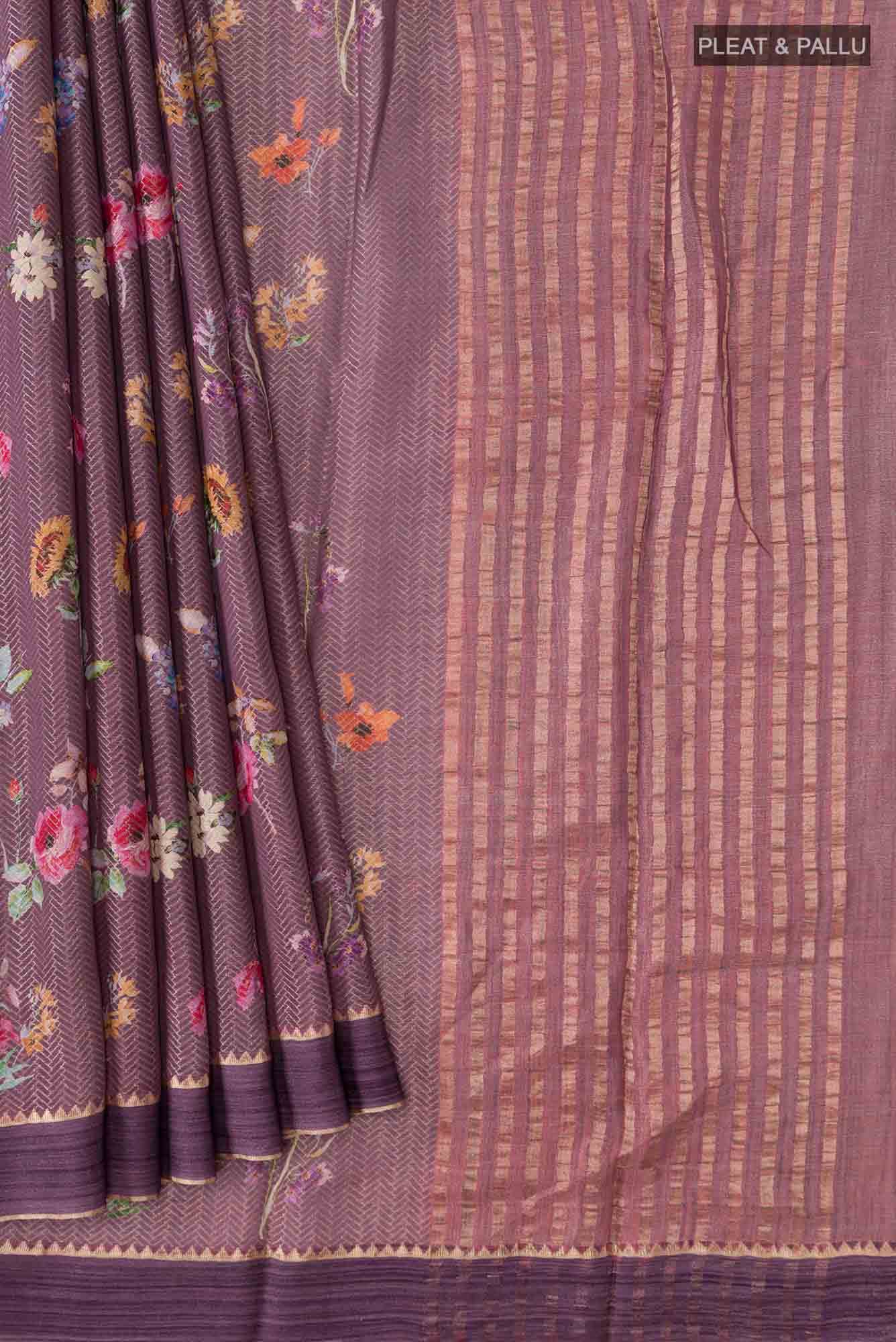 Mauve Mysore Crepe Saree