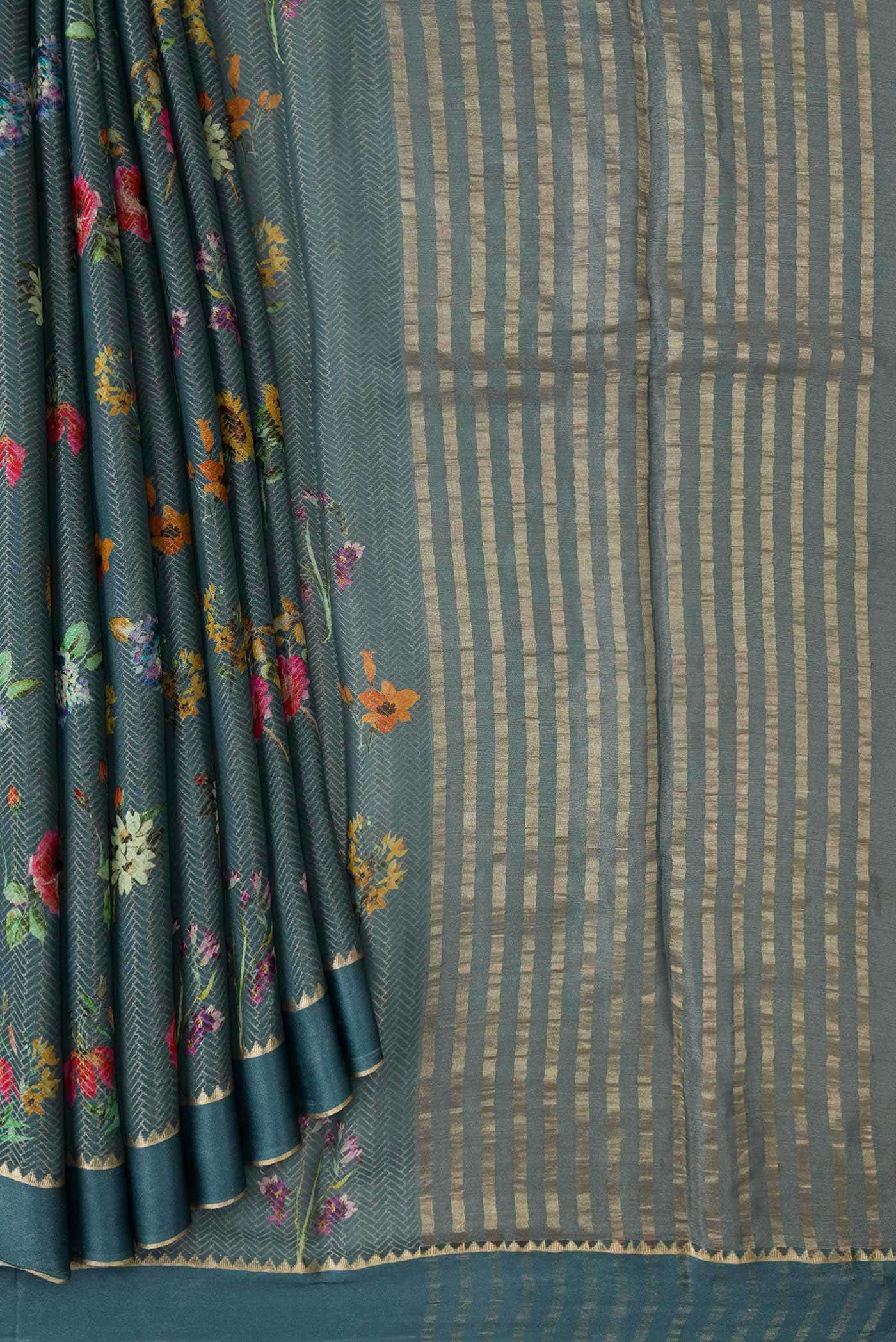 Grey Mysore Georgette Saree
