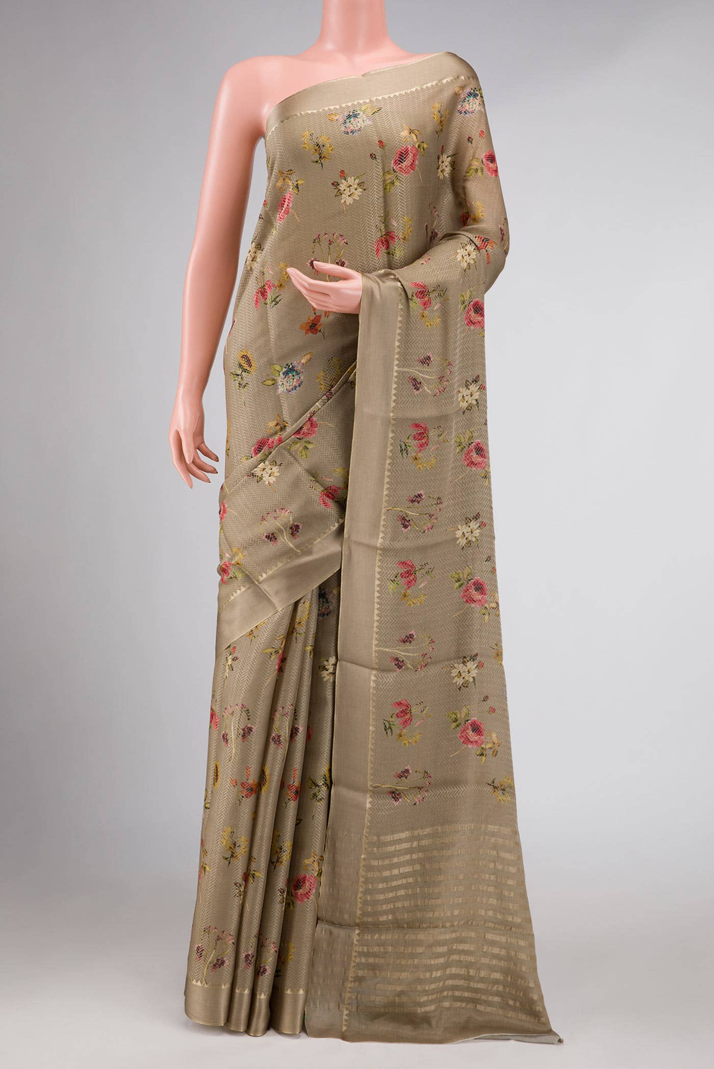 Dark Beige Mysore Georgette Saree